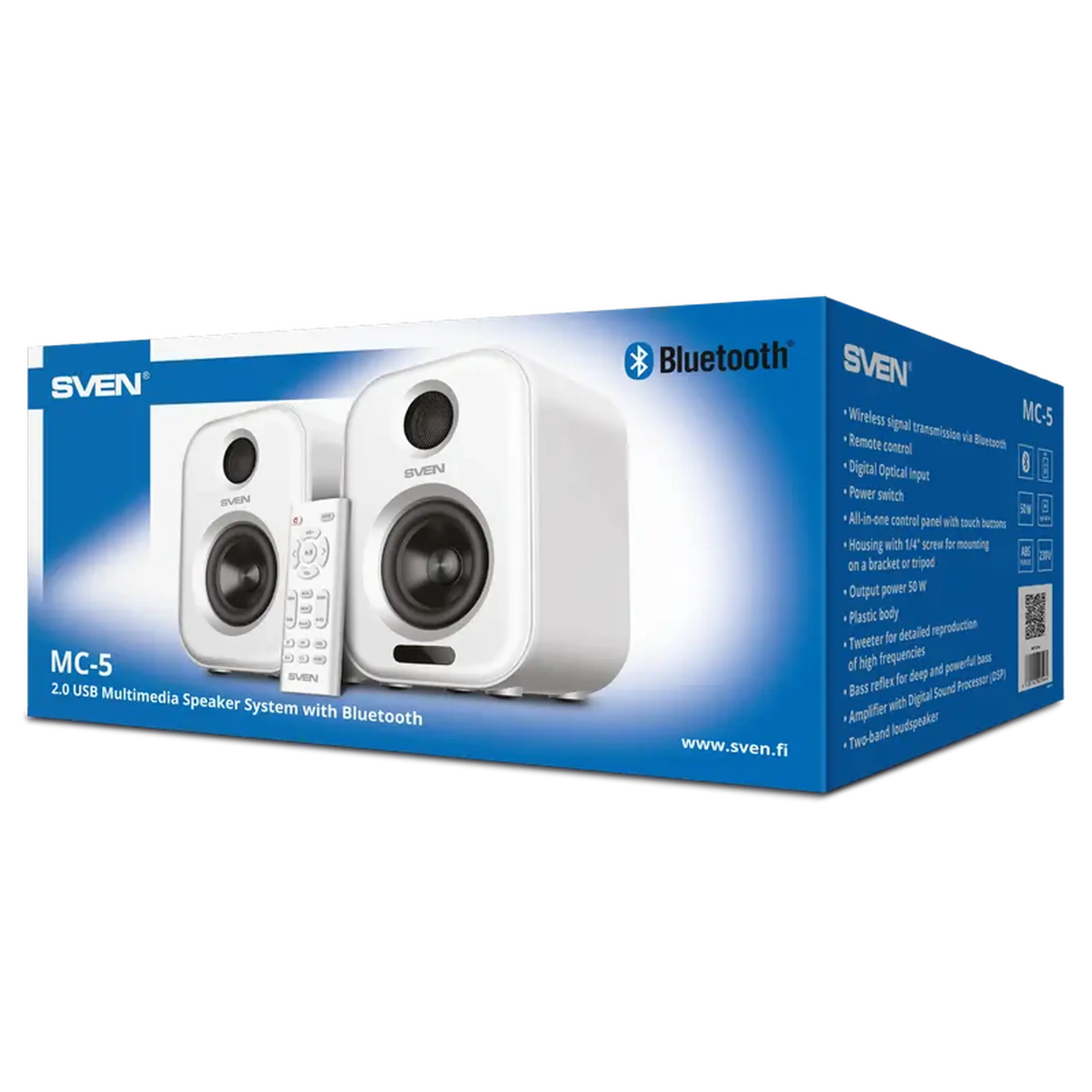 Difuzoare SVEN MC - 5, alb, 50W, Bluetooth, RCA*2, USB, optice, RC