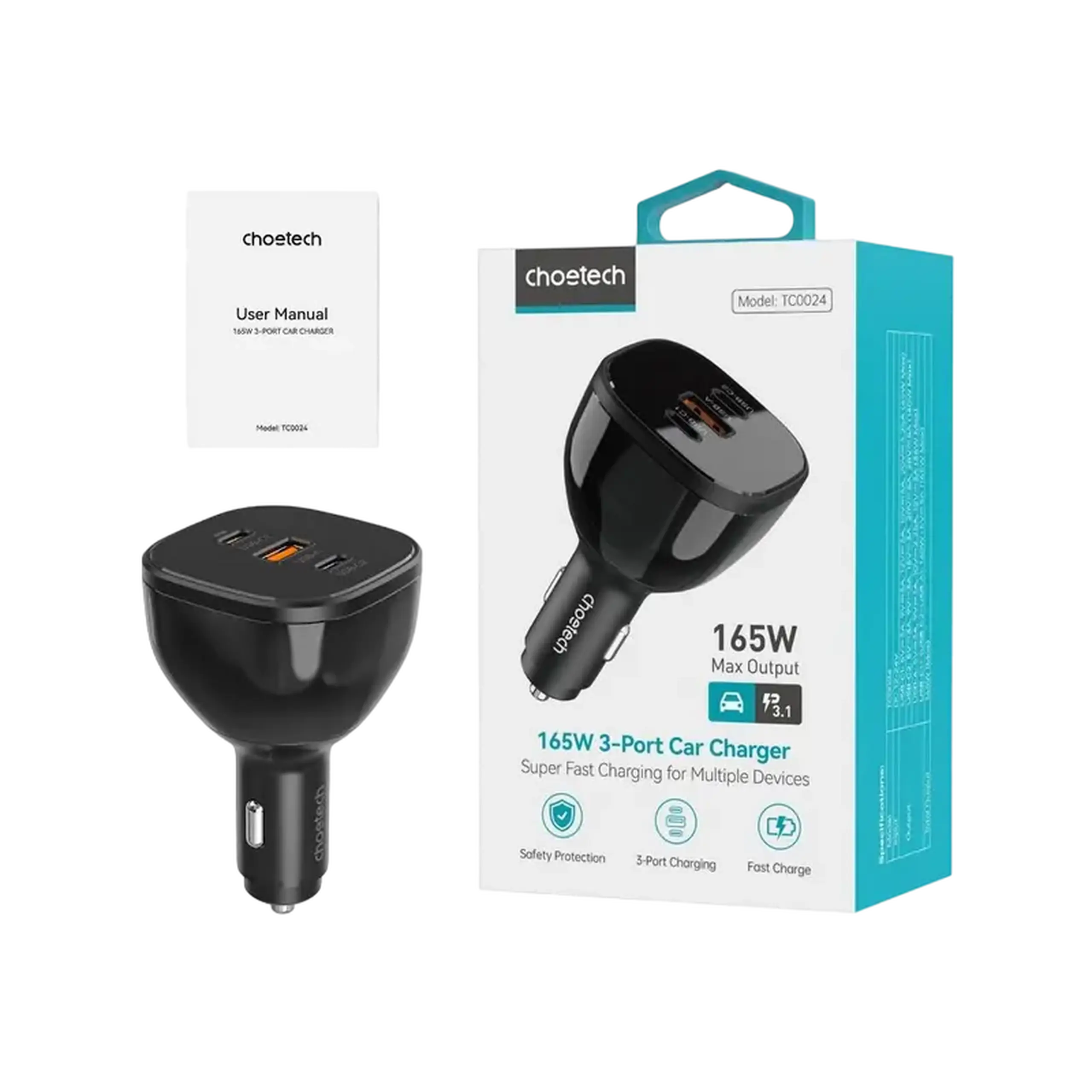Incărcător auto Choetech TC0024, 165W, Negru