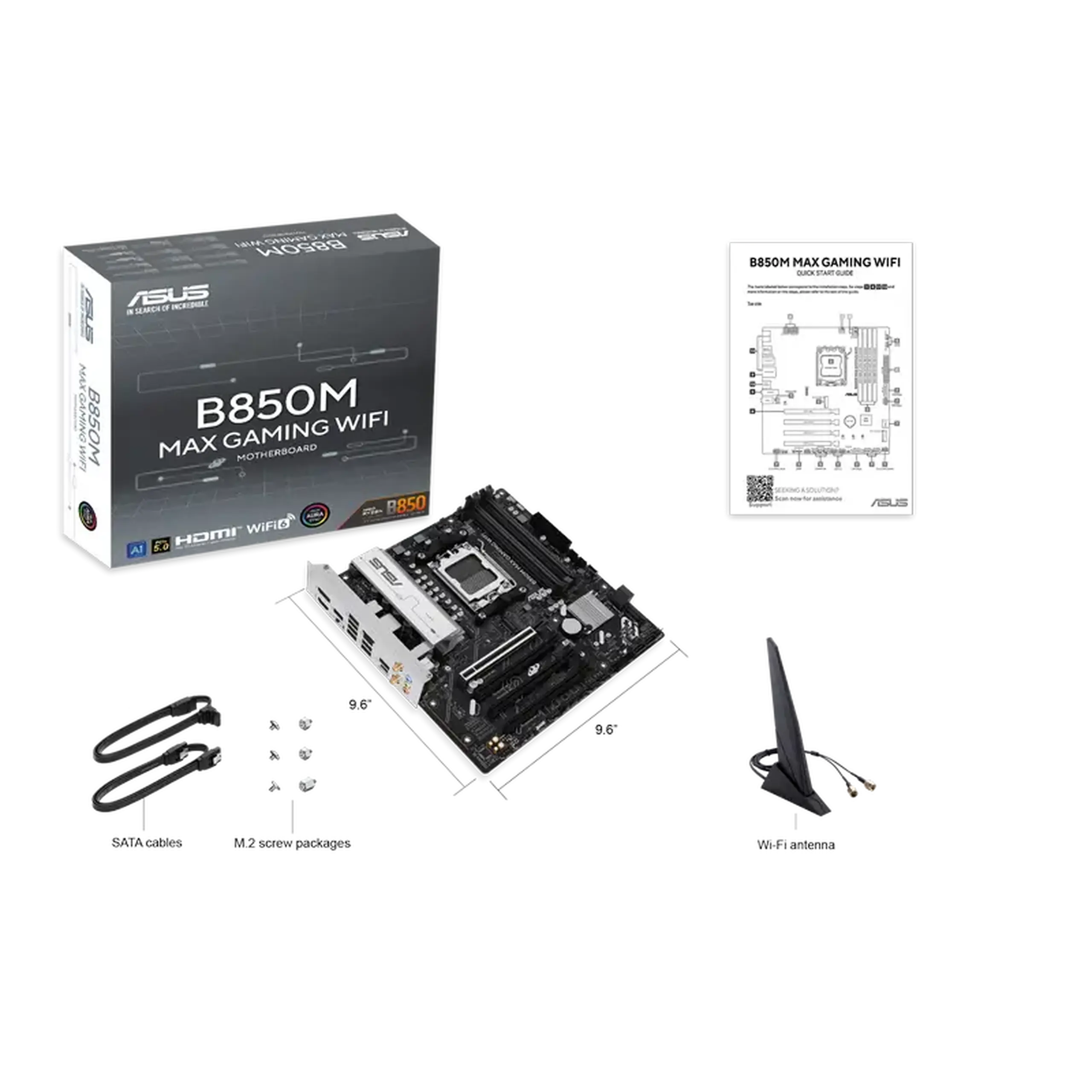 Placă de bază ASUS B850M MAX GAMING WIFI, AM5, AMD B850, Micro-ATX