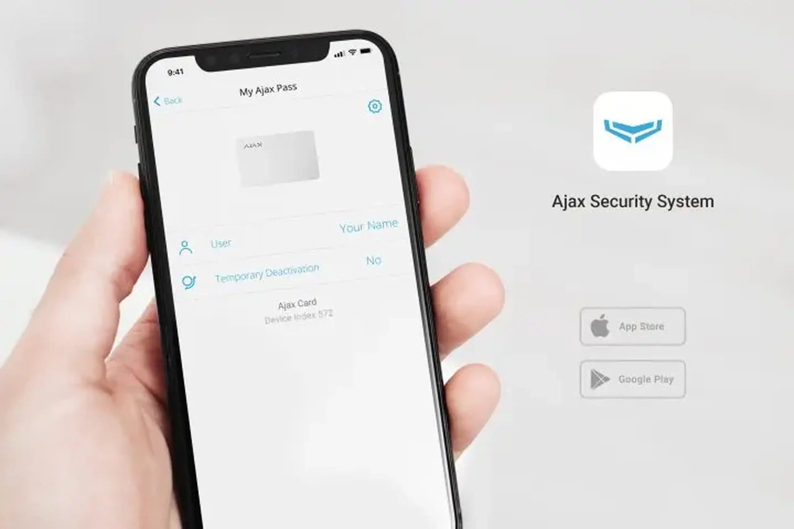 Card securizat fără contact Ajax Pass, Alb