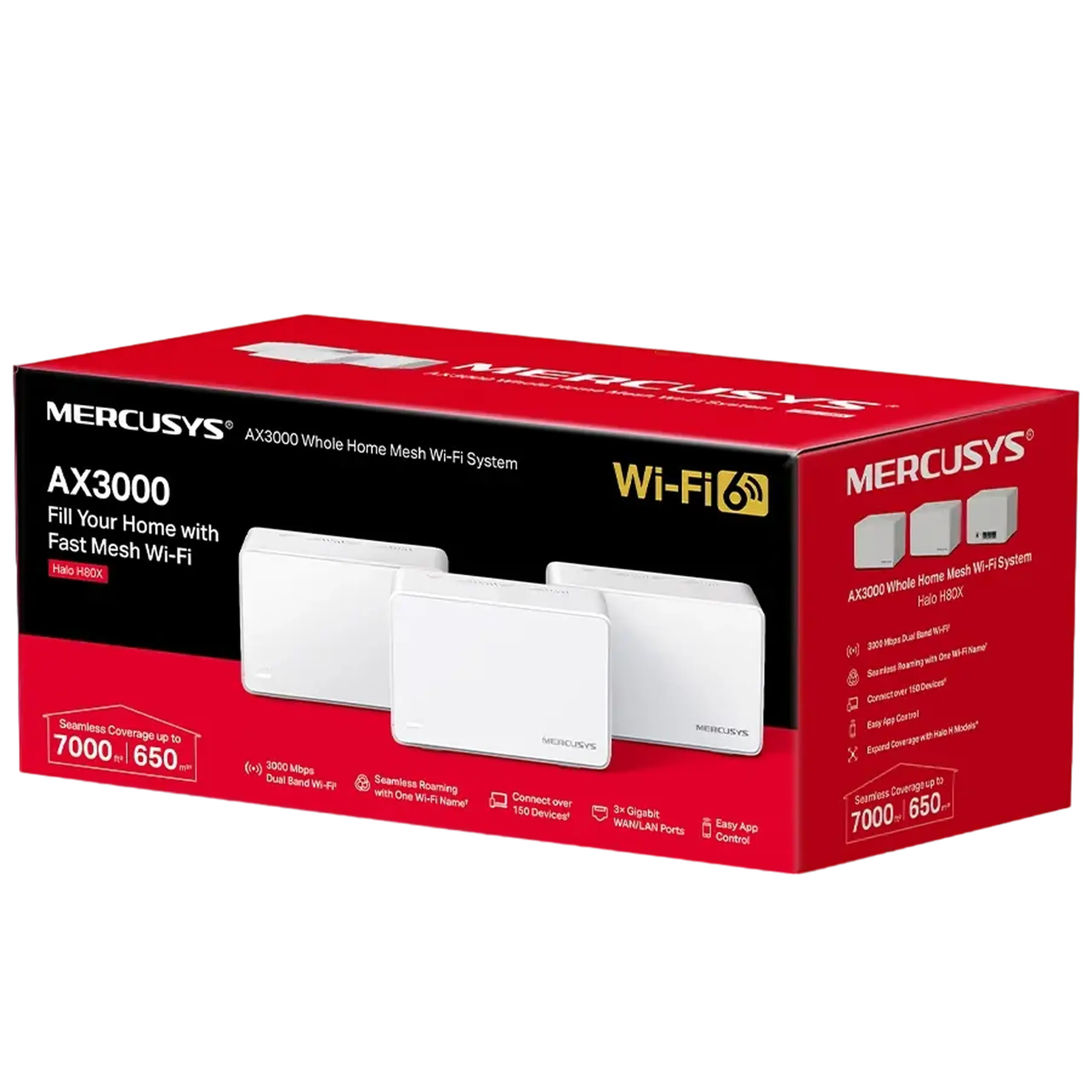 Sistem Wi-Fi Mesh MERCUSYS Halo H80X (3-pack), Alb