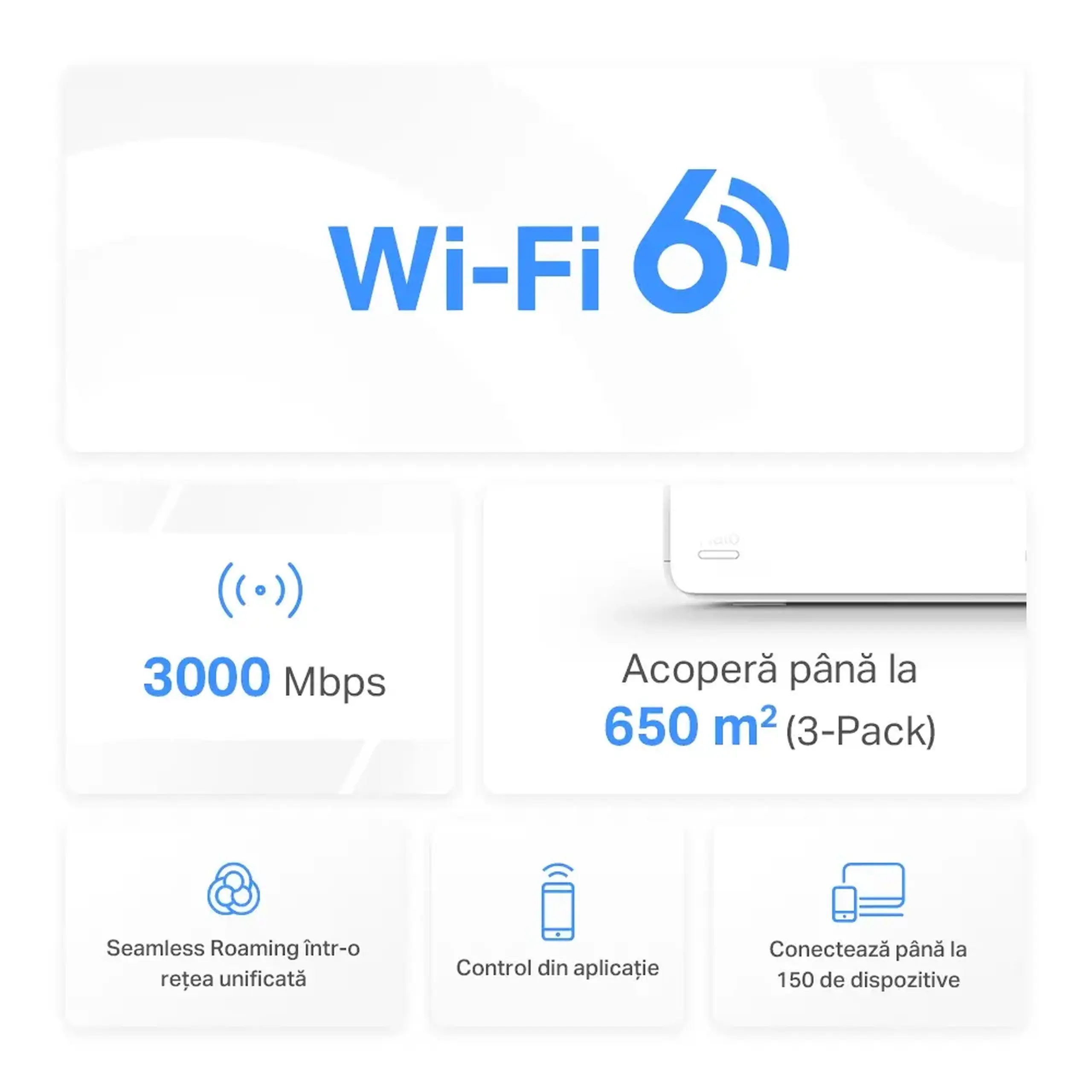 Sistem Wi-Fi Mesh MERCUSYS Halo H80X (3-pack), Alb