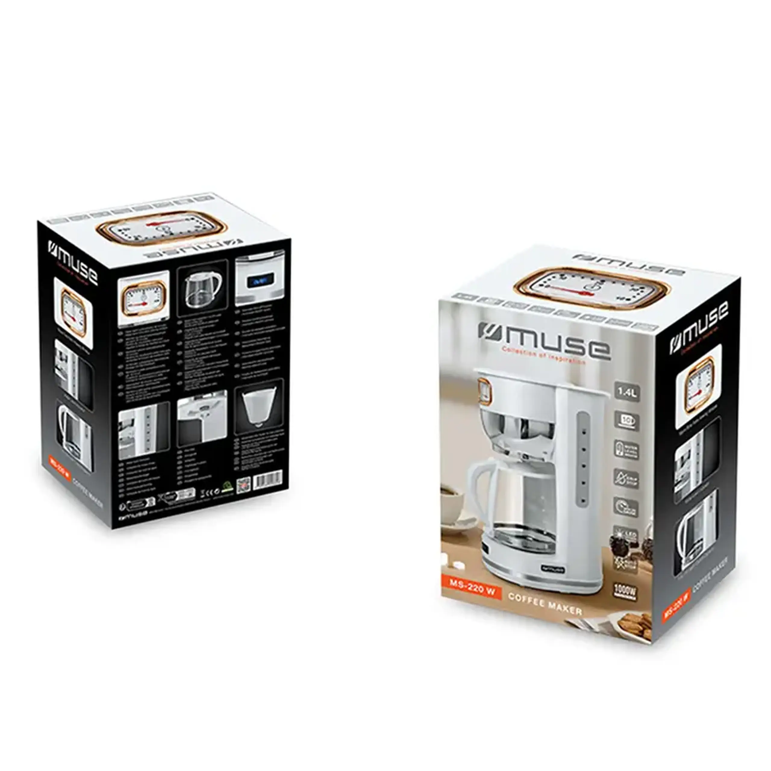 Cafetieră cu picurare MUSE MS-220 W, 1000W, Alb
