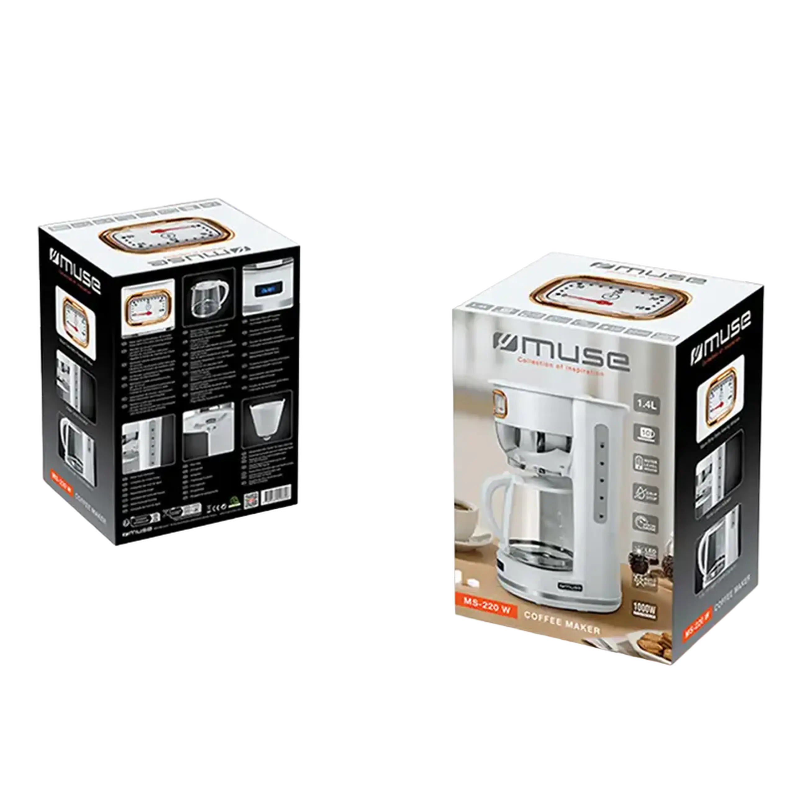 Cafetieră cu picurare MUSE MS-220 W, 1000W, Alb