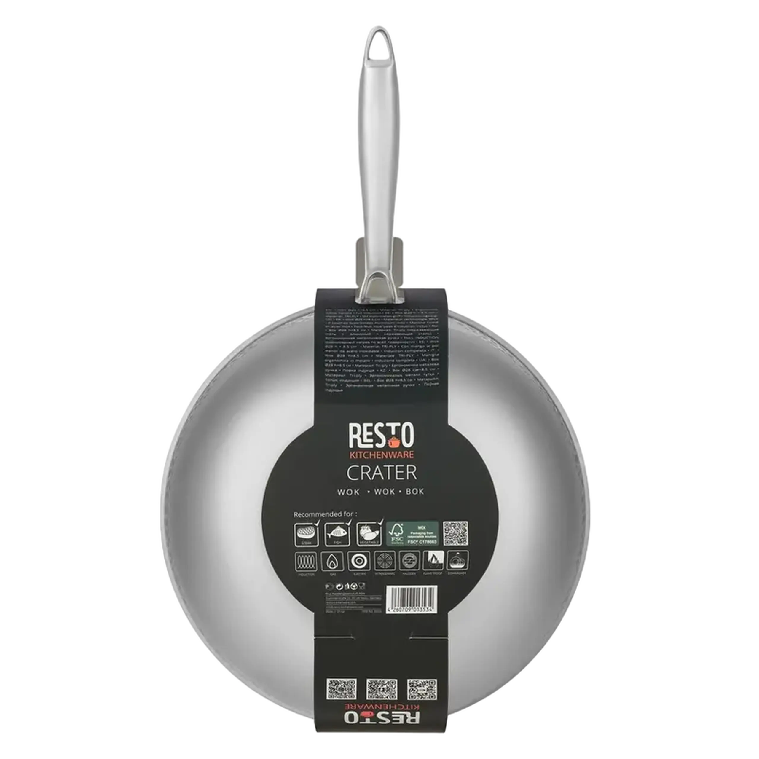 Tigaie WOK RESTO 95004, 28cm, Oțel inoxidabil