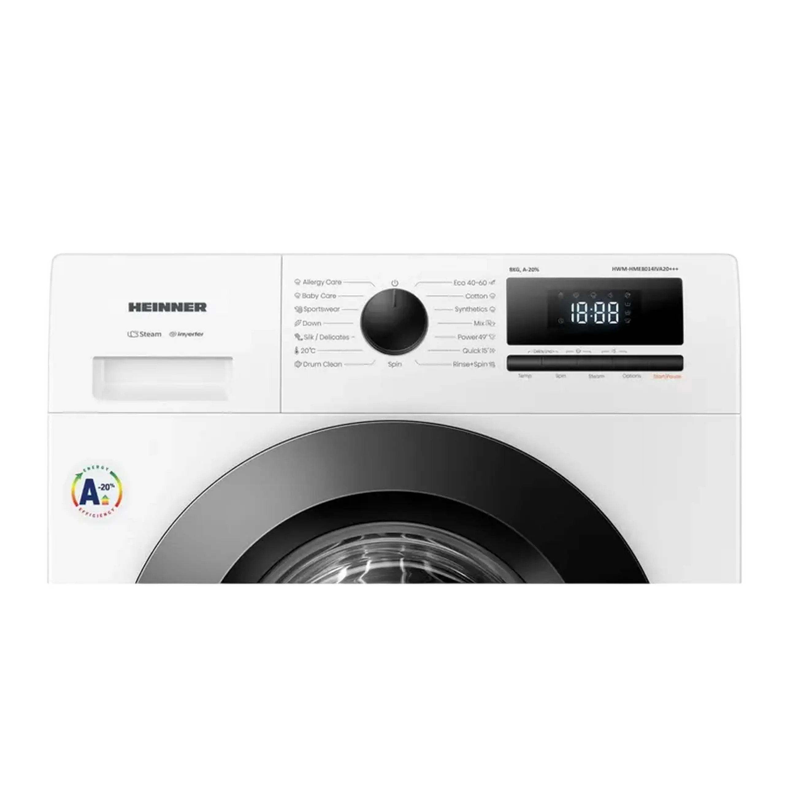 Mașină de spălat Heinner HWM-HME8014IVA20+++, 8kg, Alb