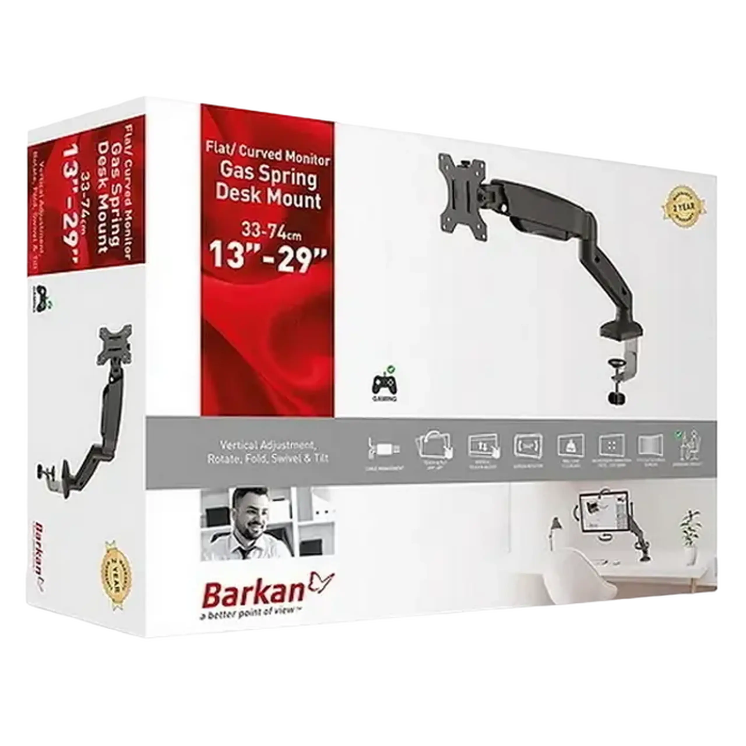 Suport birou pentru monitoare BARKAN M121P, Negru