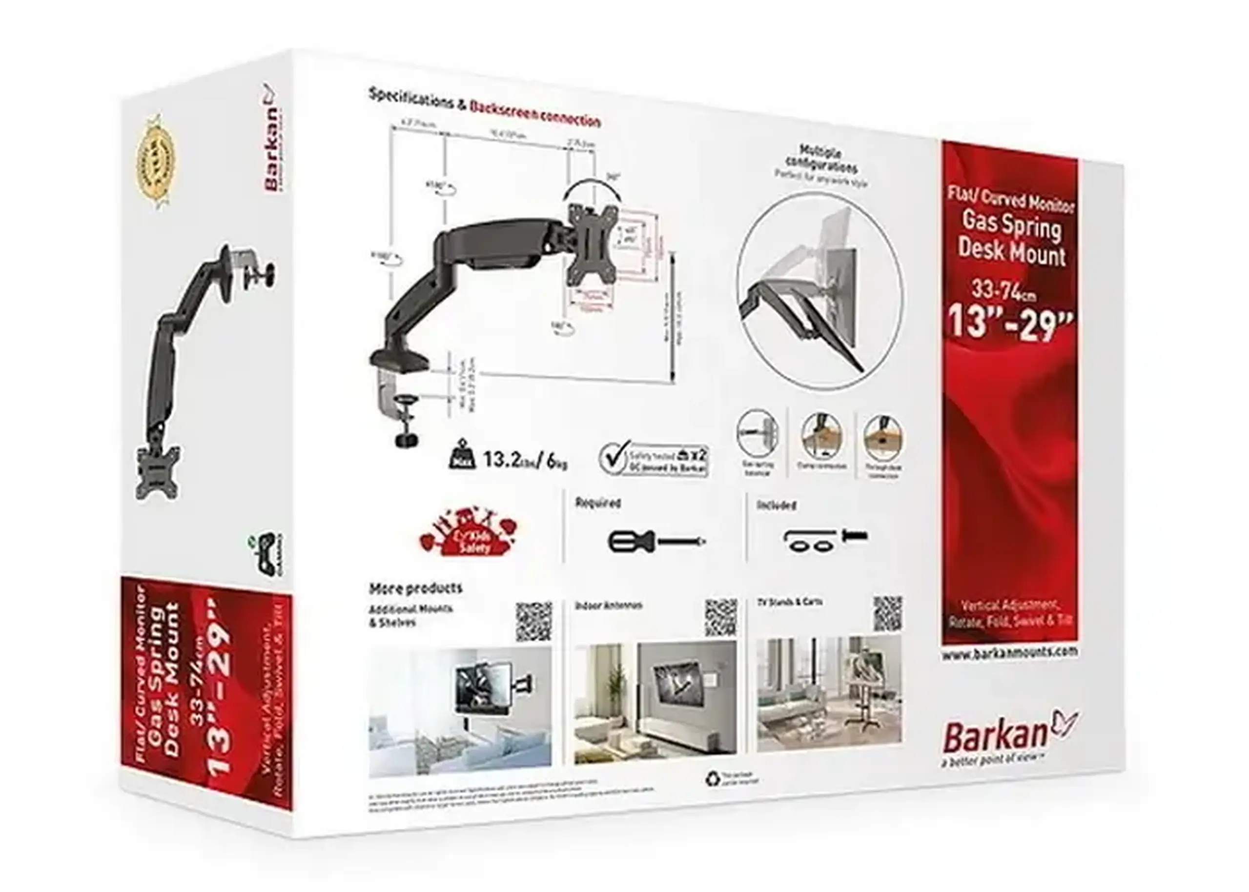 Suport birou pentru monitoare BARKAN M121P, Negru