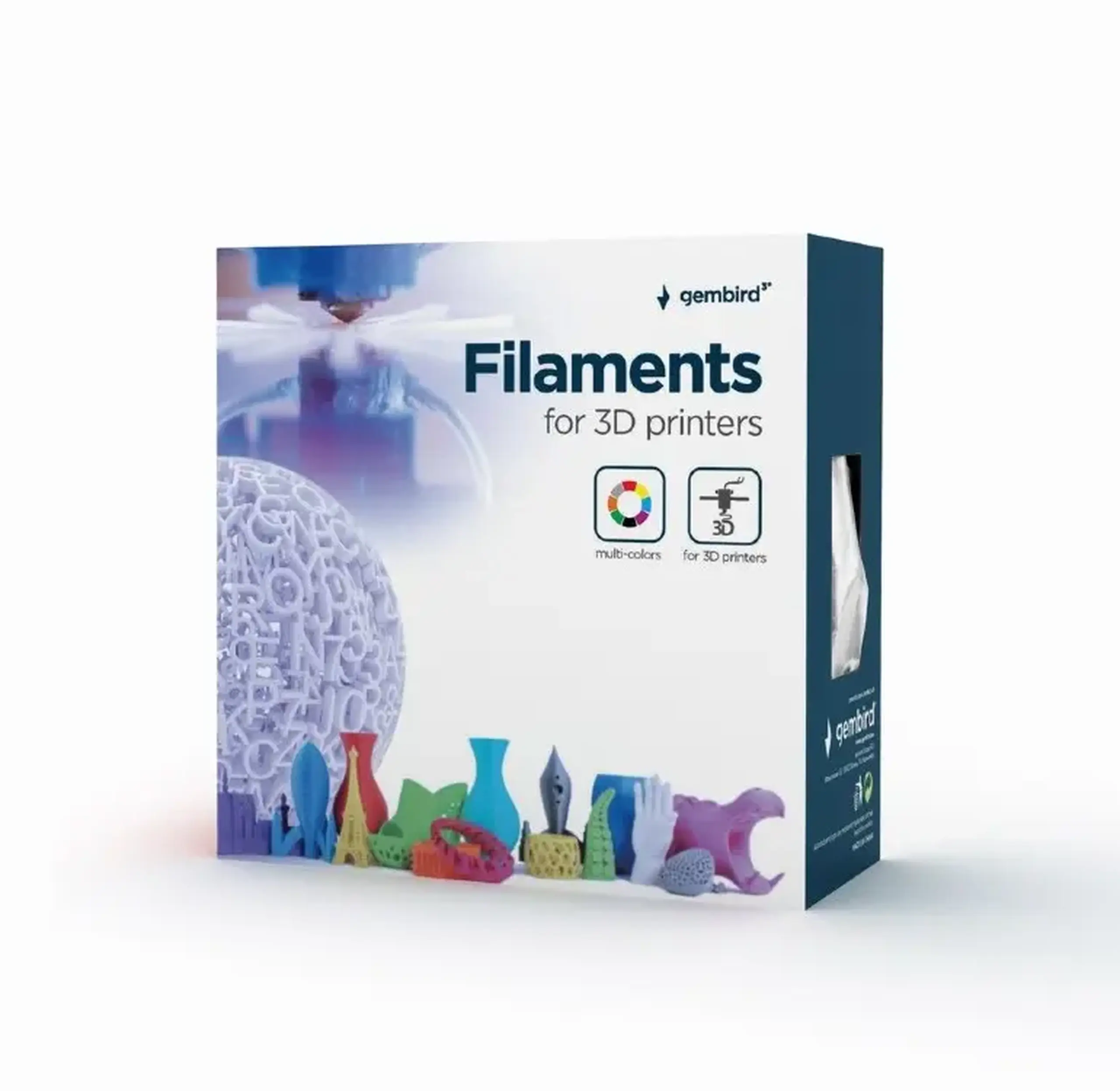Filament pentru imprimantă 3D Gembird 3DP-ABS1.75-01-W, ABS, Alb, 1.75 mm, 1 kg