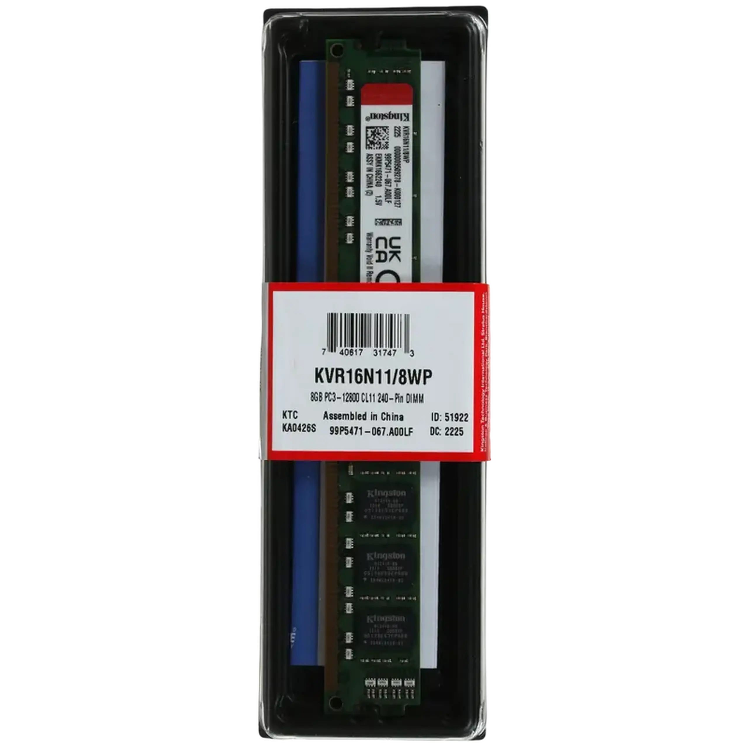 Memorie RAM Kingston ValueRAM, DDR3 SDRAM, 1600 MHz, 8GB, KVR16N11/8WP