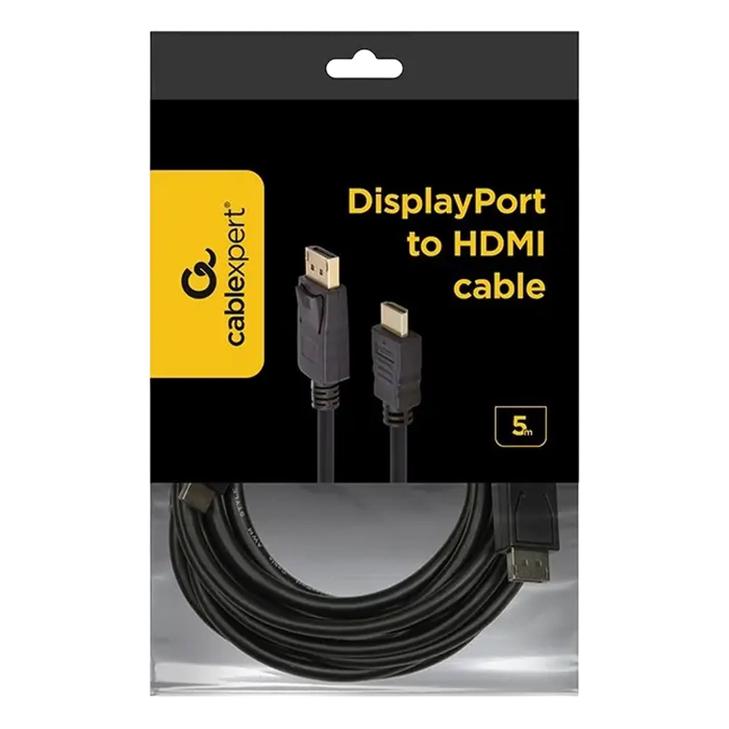 Cablu Video Cablexpert CC-DP-HDMI-5M, DisplayPort (M) - HDMI (M), 5m, Negru