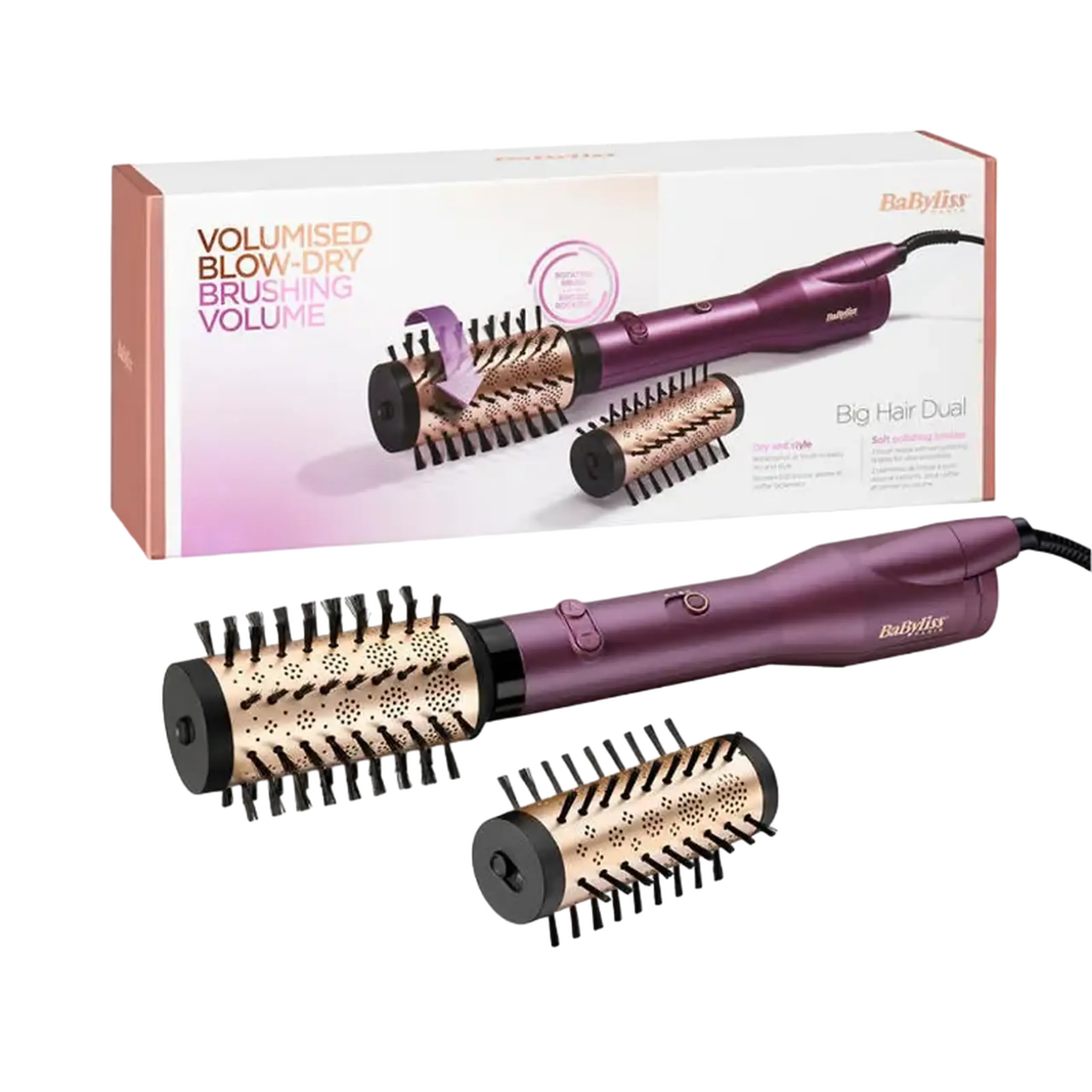 Uscător de păr-perie BaByliss Big Hair Dual AS950E, 650 W, Violet