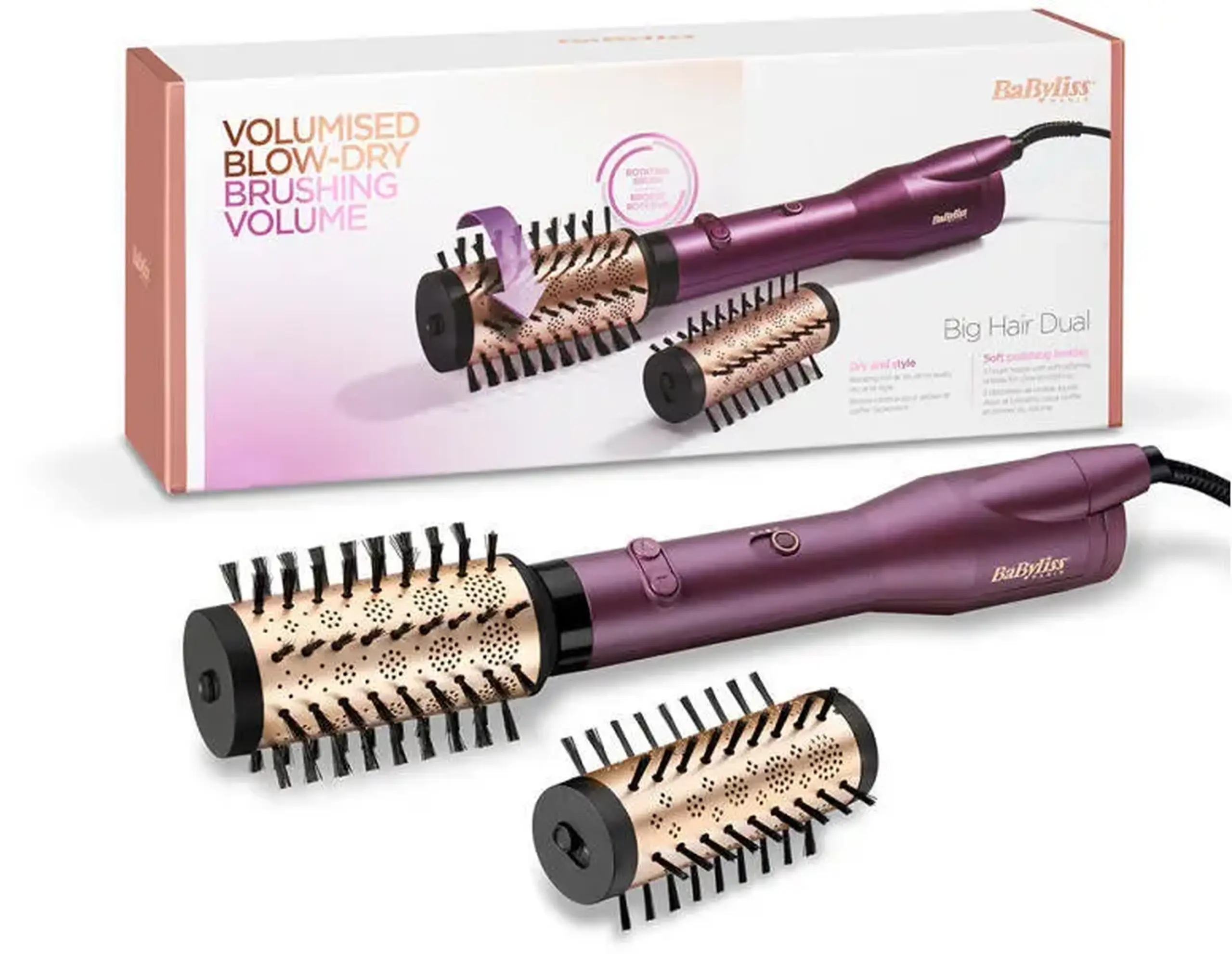 Uscător de păr-perie BaByliss Big Hair Dual AS950E, 650 W, Violet