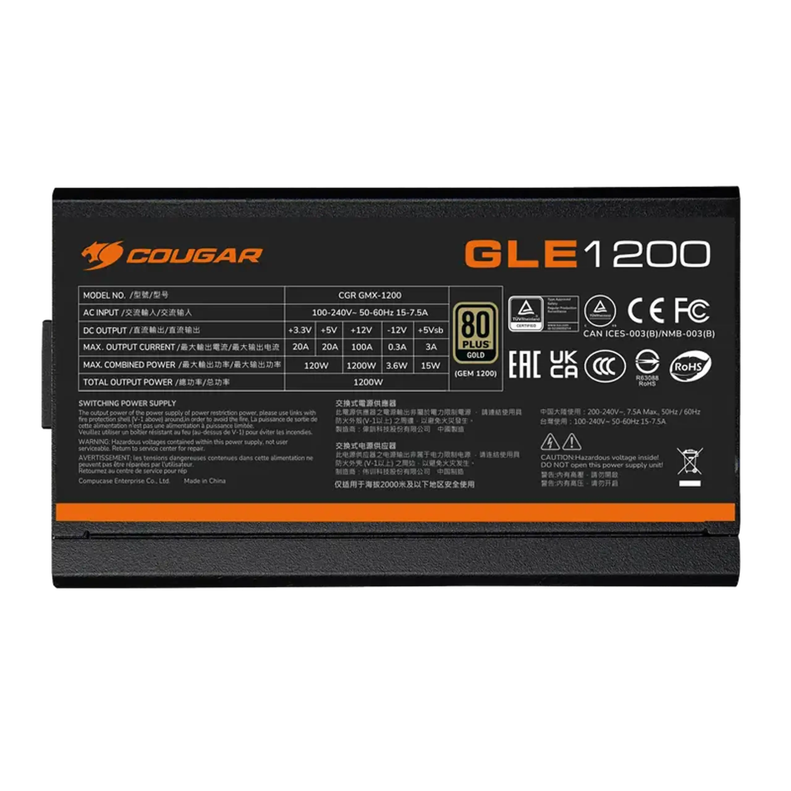 Sursă Alimentare PC Cougar Power GLE 1200, 1200W, ATX, Complet modular