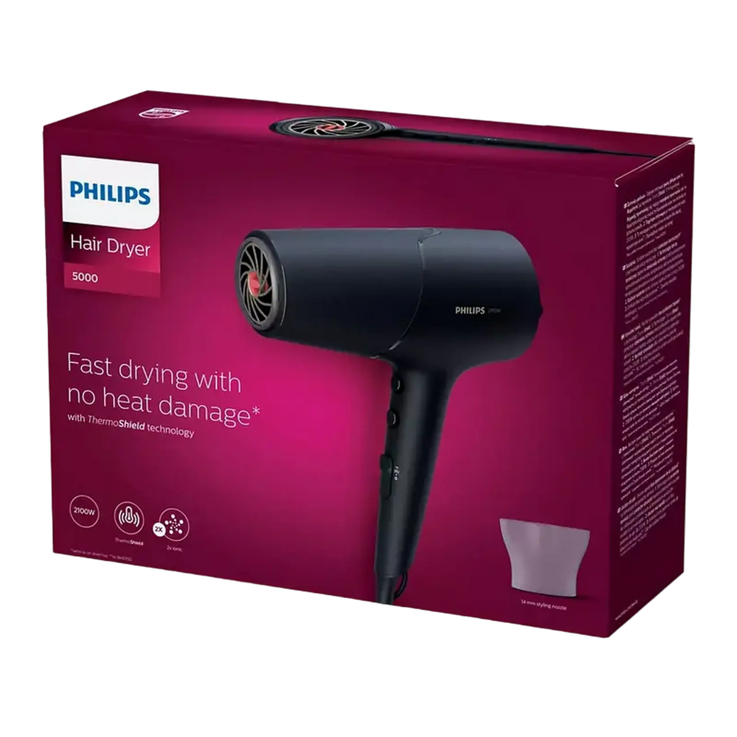 Uscător de păr Philips BHD504/00, 2100 W, Negru