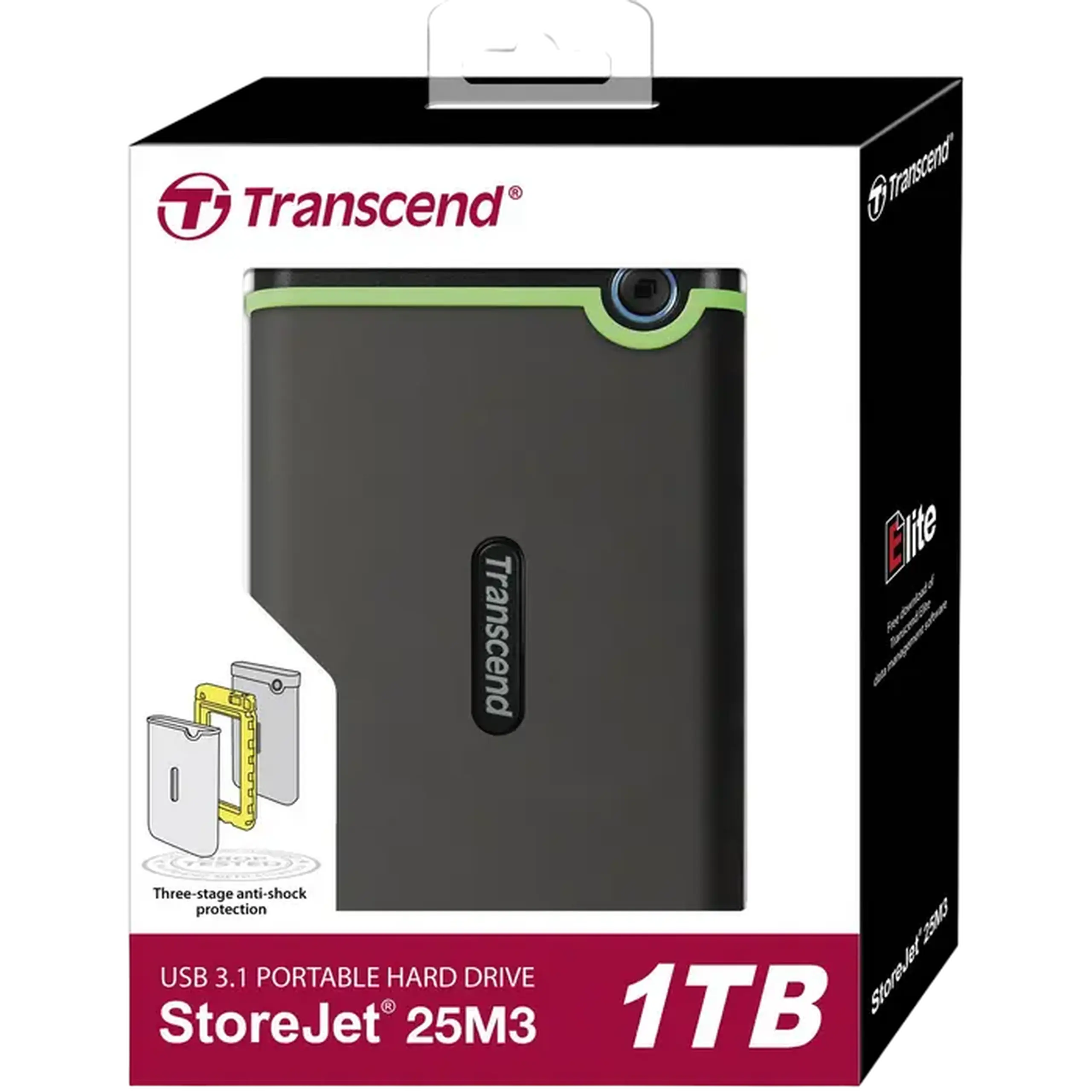 HDD portabil extern Transcend StoreJet 25M3S, 1 TB, Iron Gray (TS1TSJ25M3S)