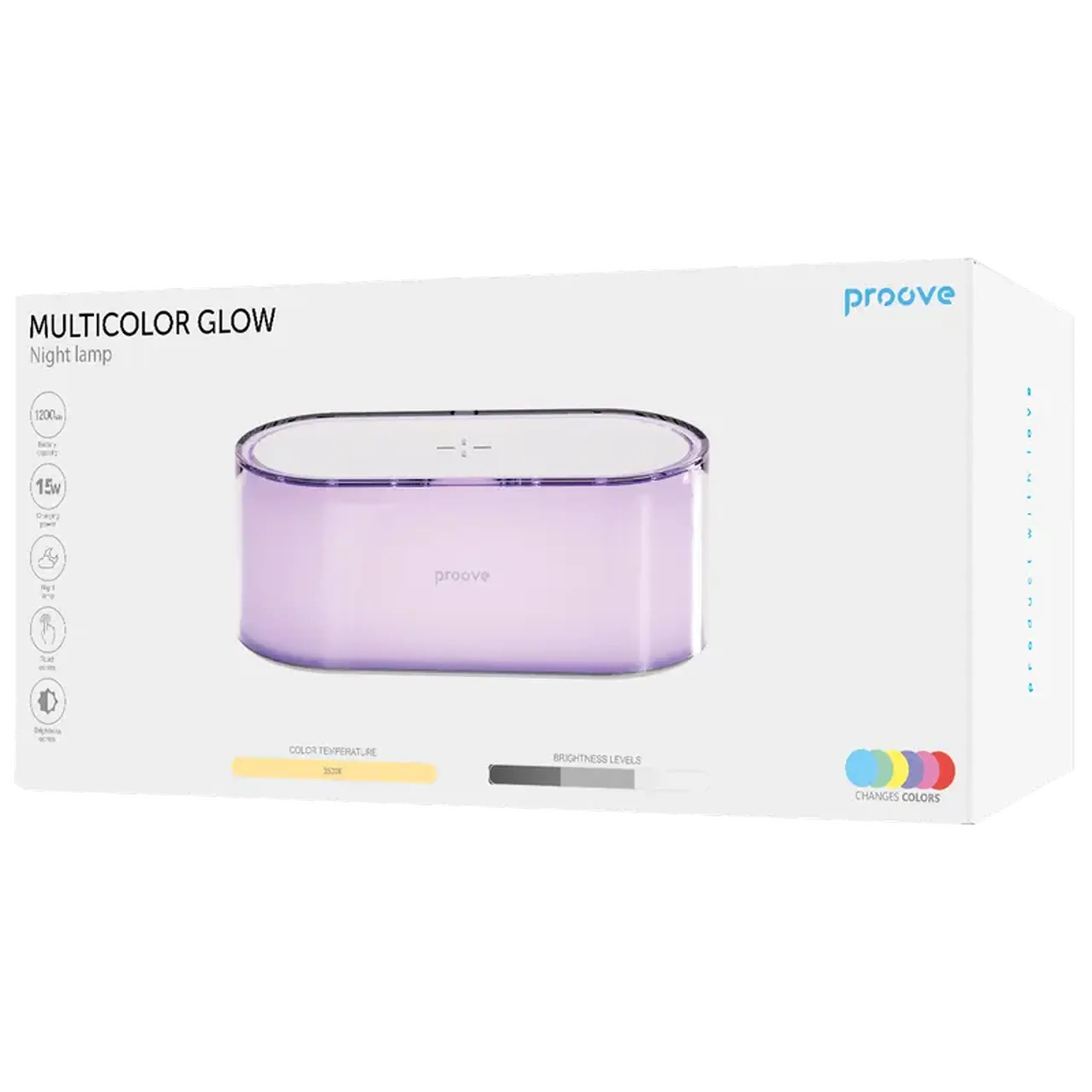 Lampă de noapte Proove Multicolor Glow, Alb