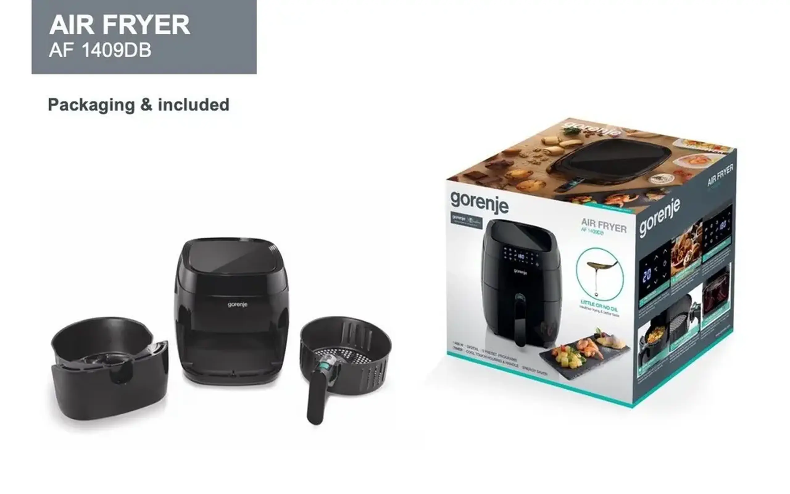 Friteuză cu aer cald Gorenje AF1409DB, Negru