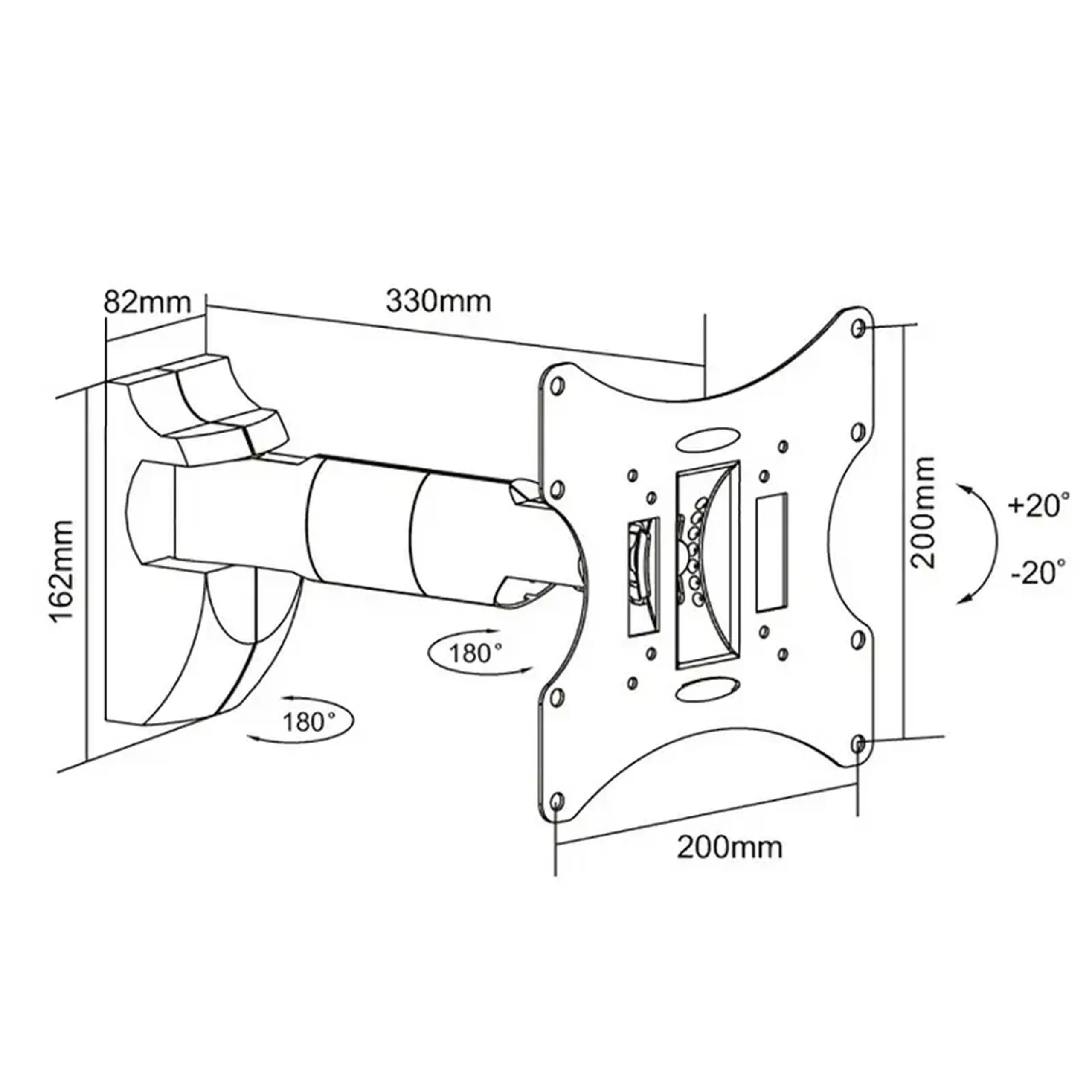 Suport TV pe perete Reflecta Flexo 40-200B, Negru