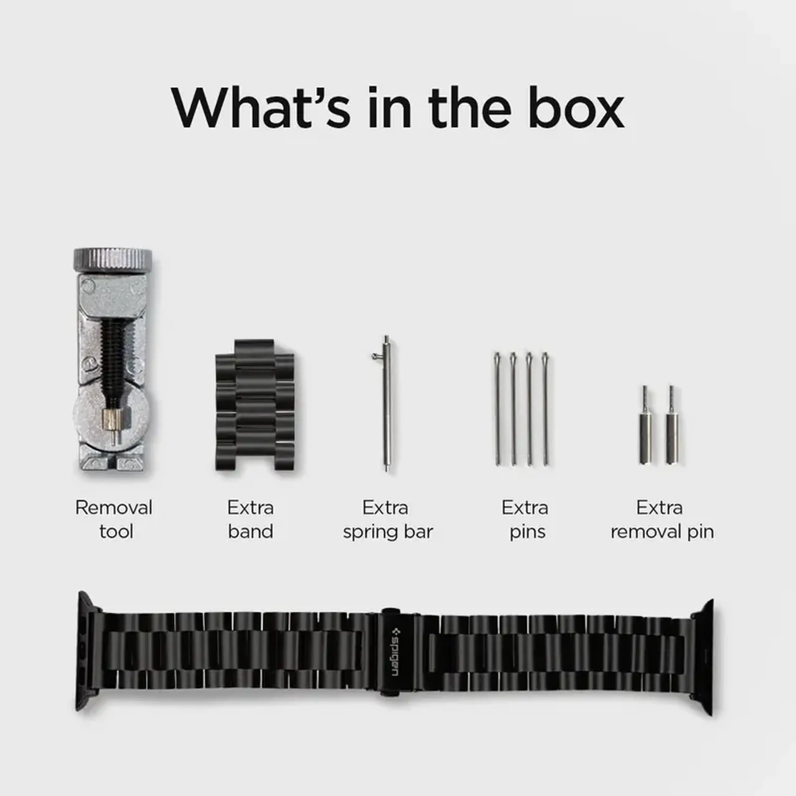 Curea pentru ceas Spigen Modern Fit, Oţel inoxidabil, Negru