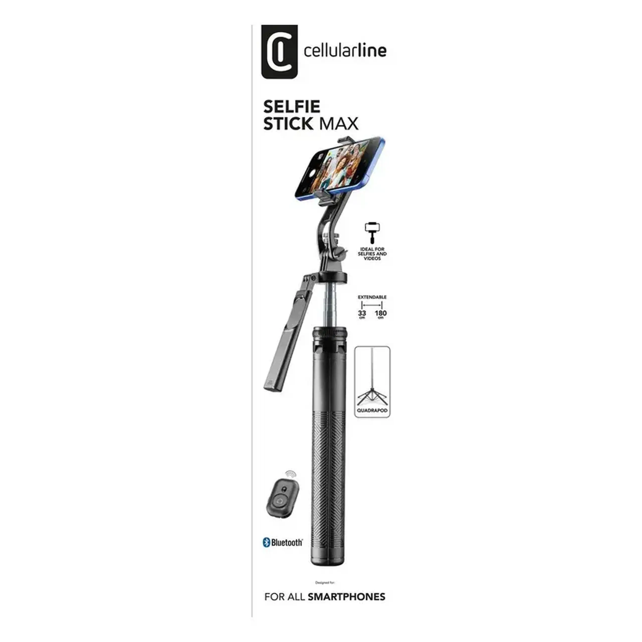 Selfie Stick Cellularline Selfie Stick Max, Negru