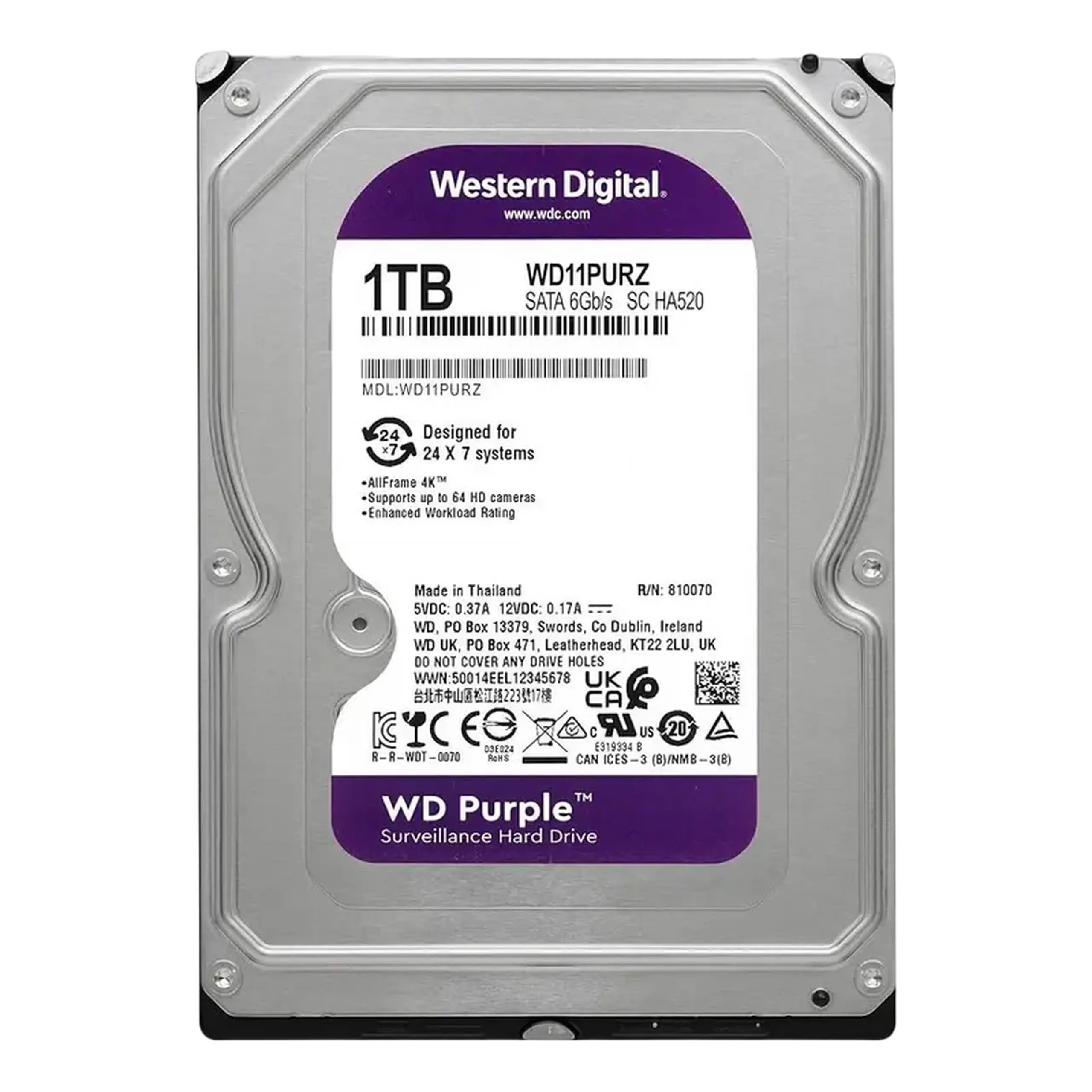 Unitate HDD Western Digital WD Purple, 3.5", 1 TB <WD11PURZ>