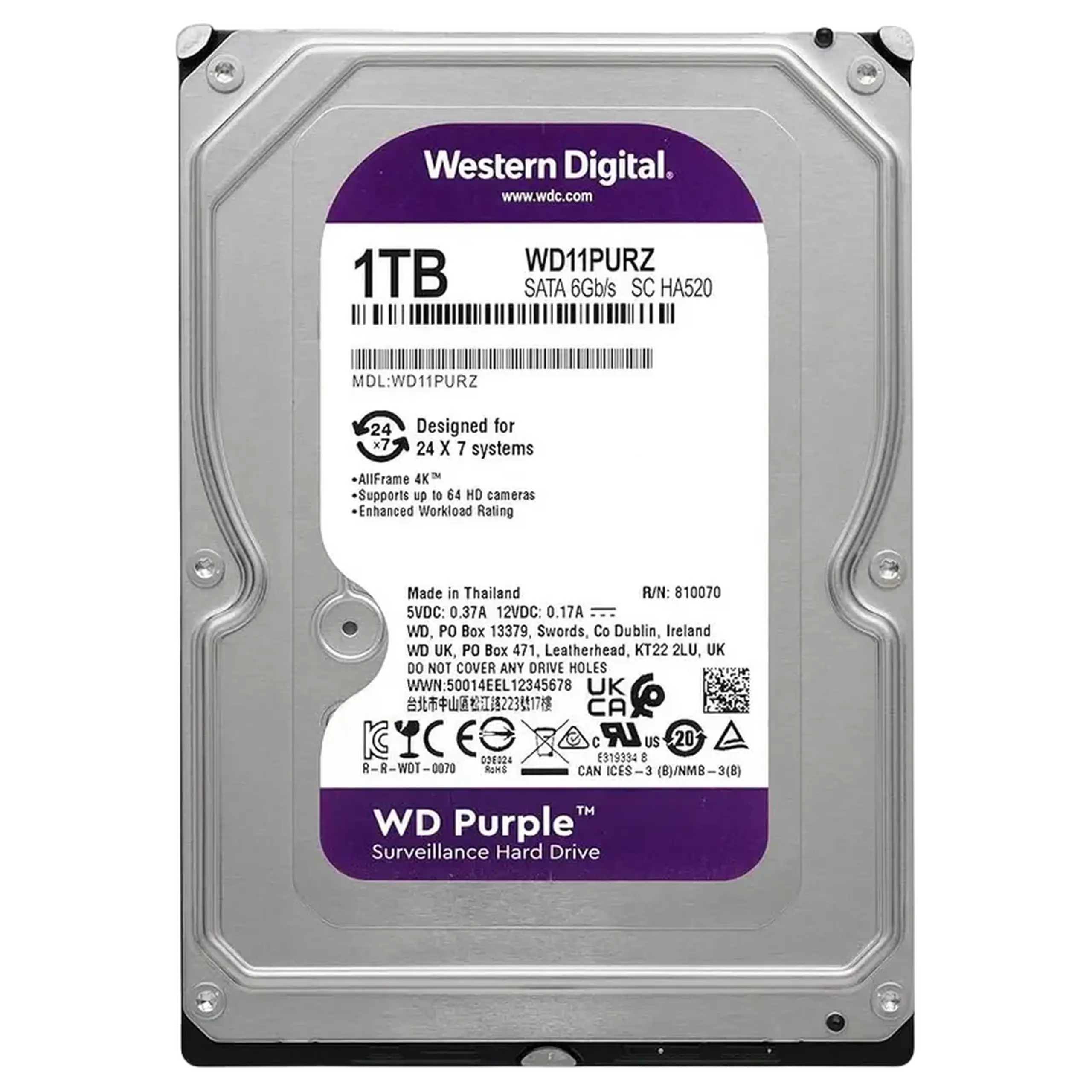 Unitate HDD Western Digital WD Purple, 3.5", 1 TB <WD11PURZ>
