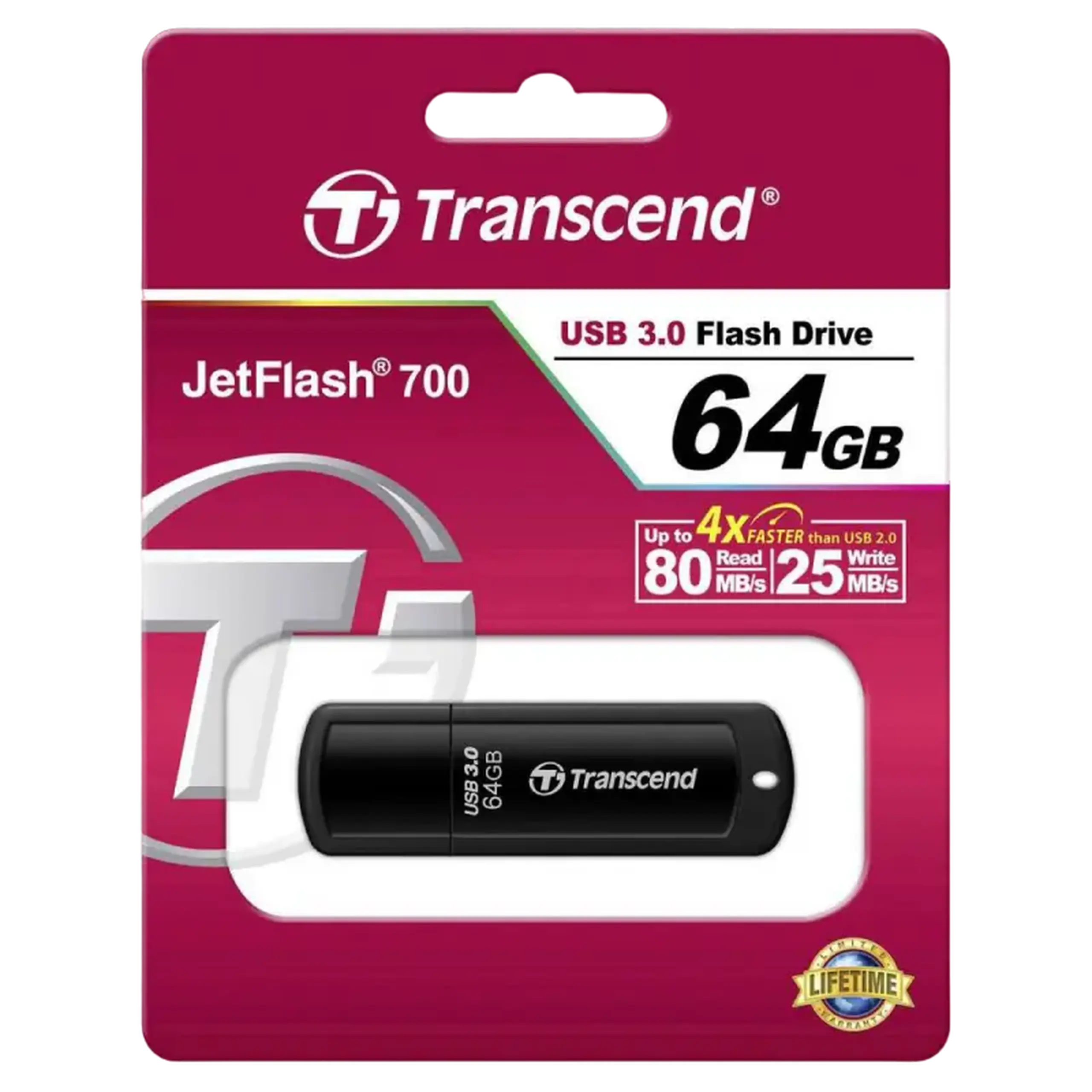 Memorie USB Transcend JetFlash 700, 64GB, Negru