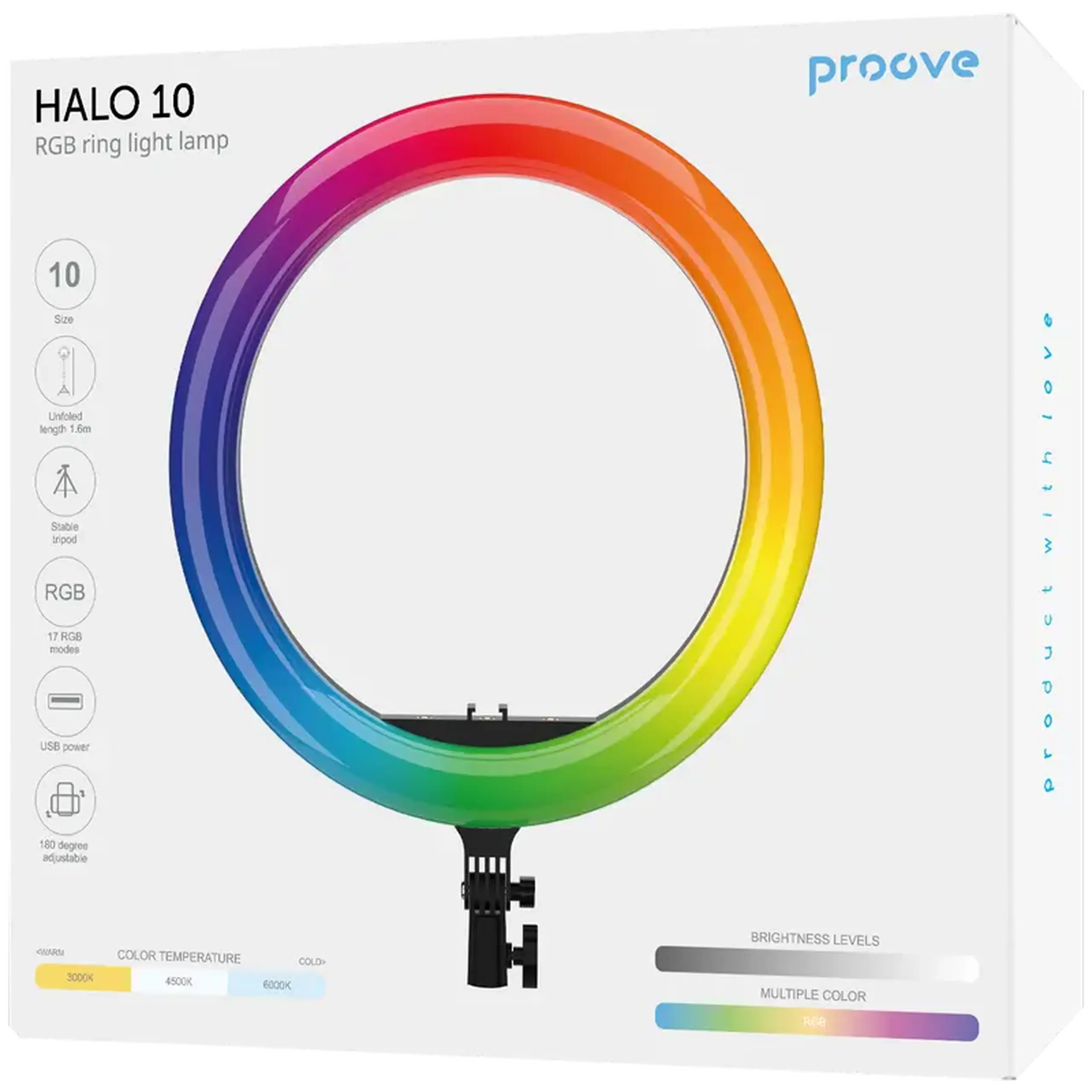 Lampă circulară Proove Halo 10, Alb