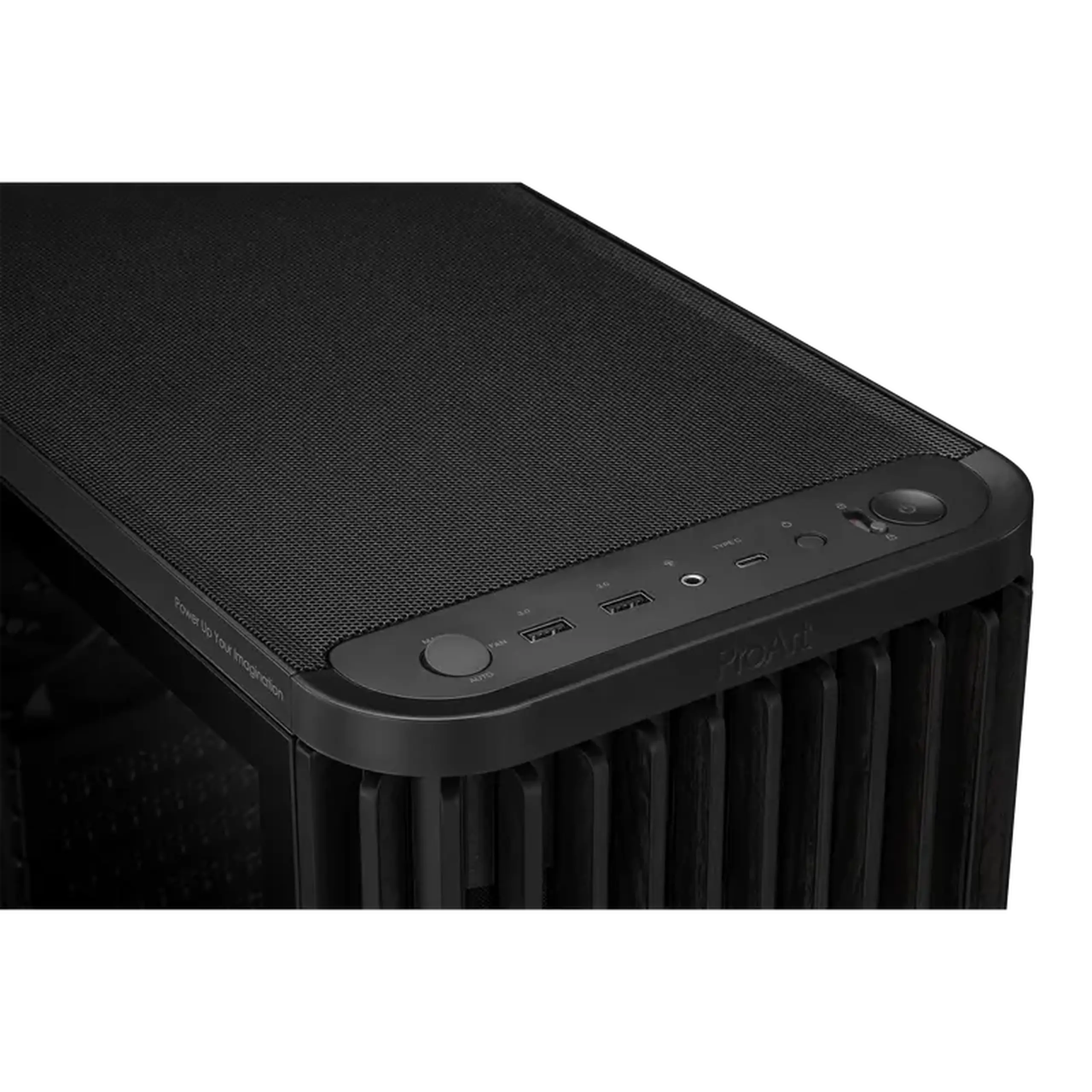 Carcasă PC ASUS ProArt PA401 Wood TG, Midi-Tower, Fără PSU, Negru