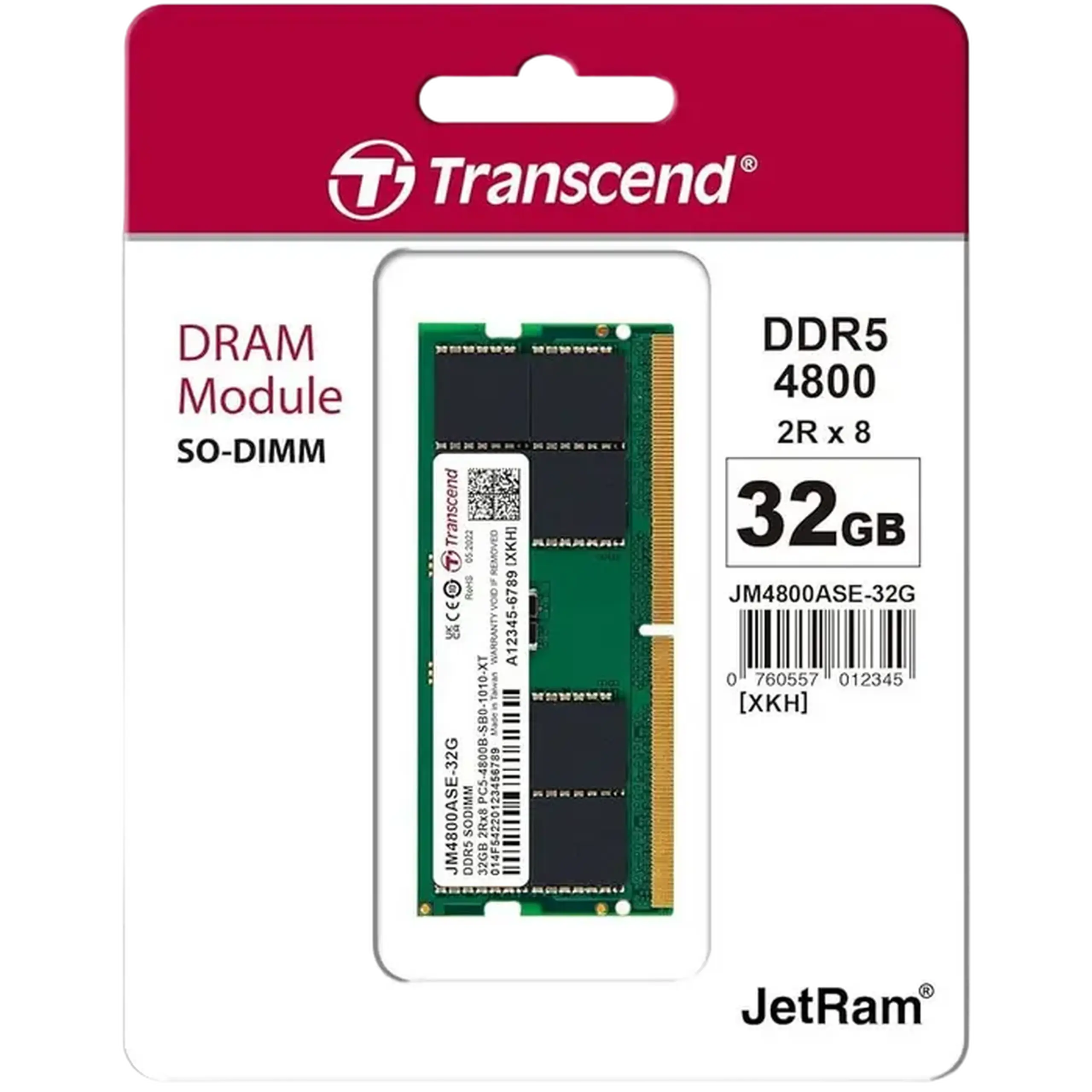 Memorie RAM Transcend JetRam, DDR5 SDRAM, 4800 MHz, 32 GB, JM4800ASE-32G