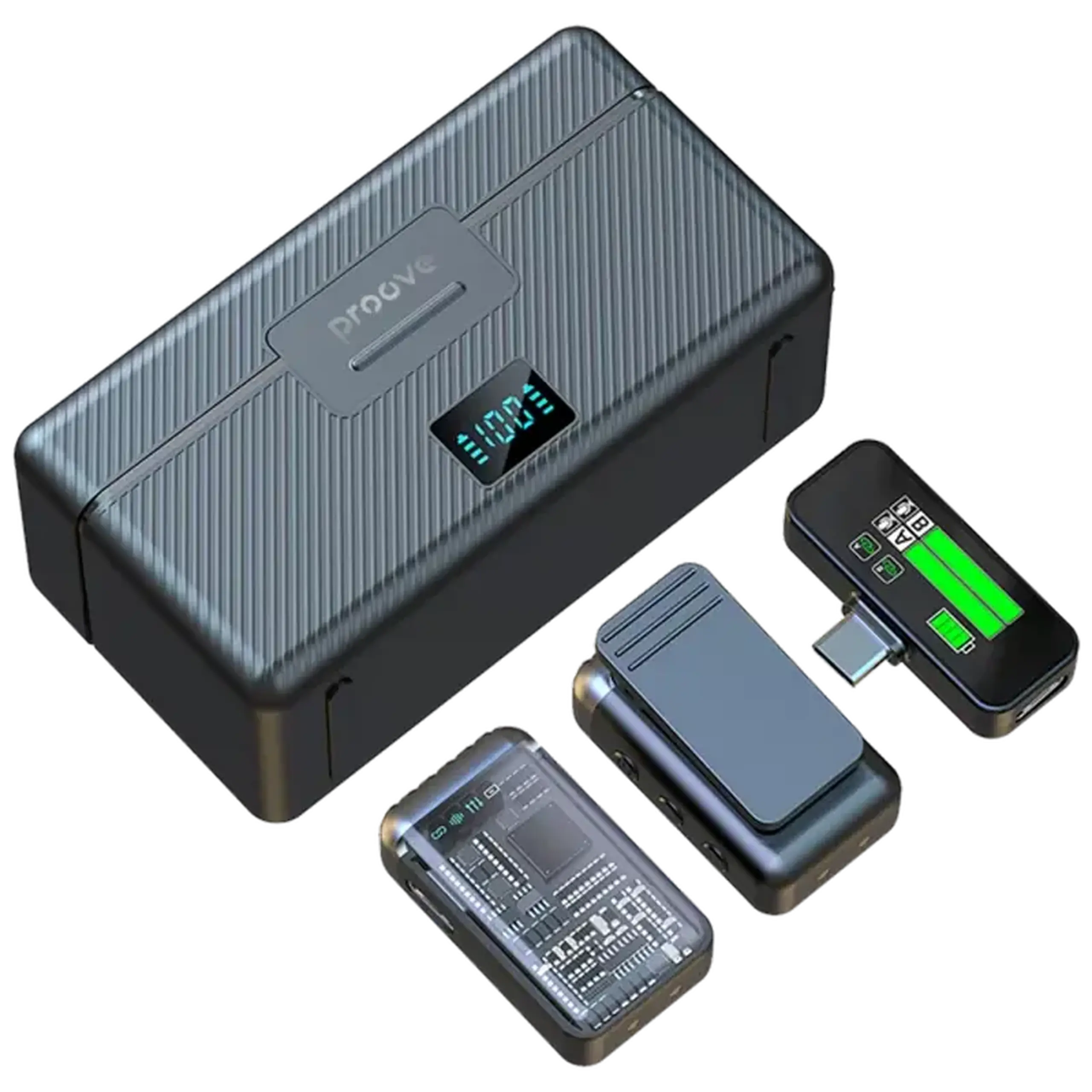 Microfon portabil pentru înregistrare vocală Proove Ripple, Fără fir/Cu fir, Negru
