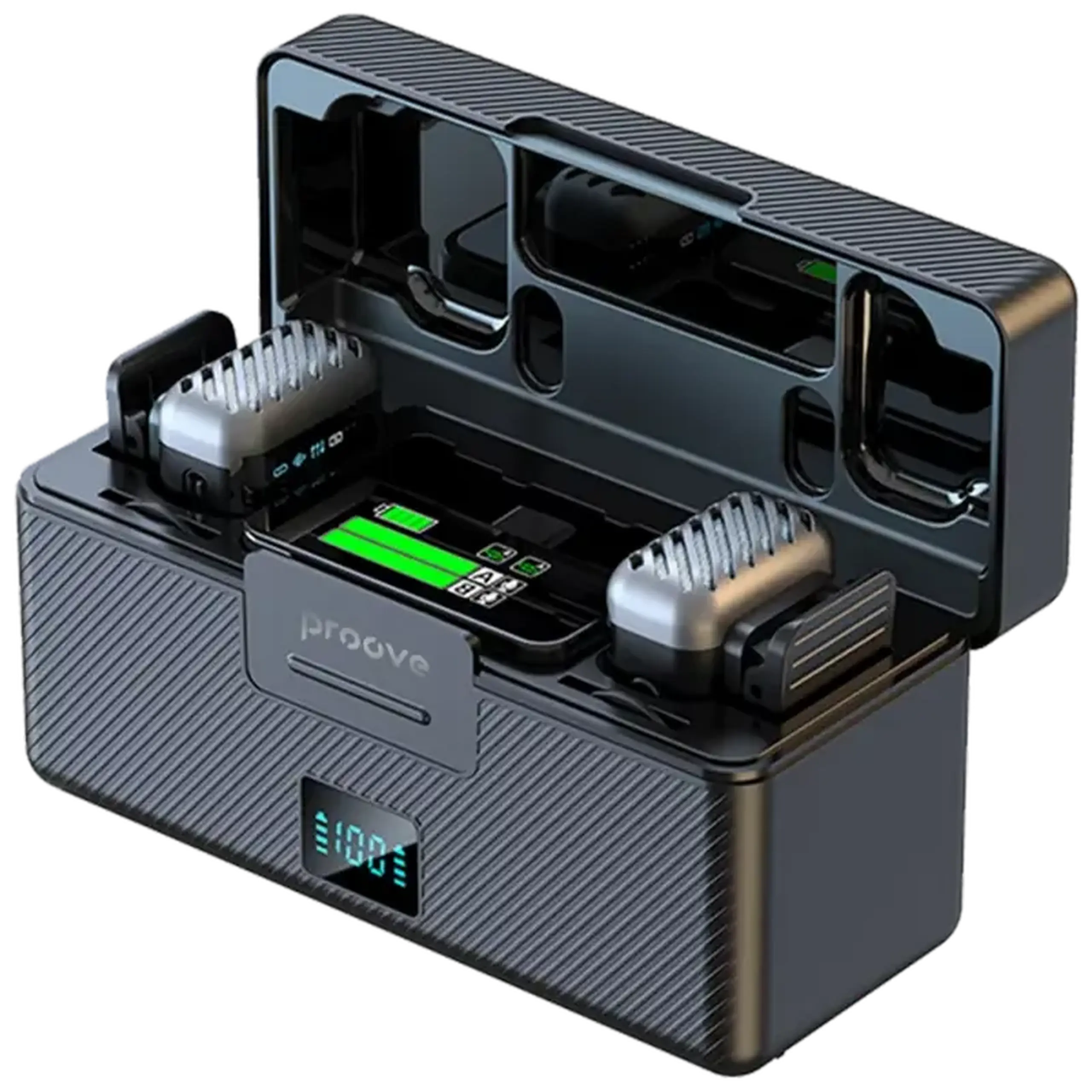 Microfon portabil pentru înregistrare vocală Proove Ripple, Fără fir/Cu fir, Negru