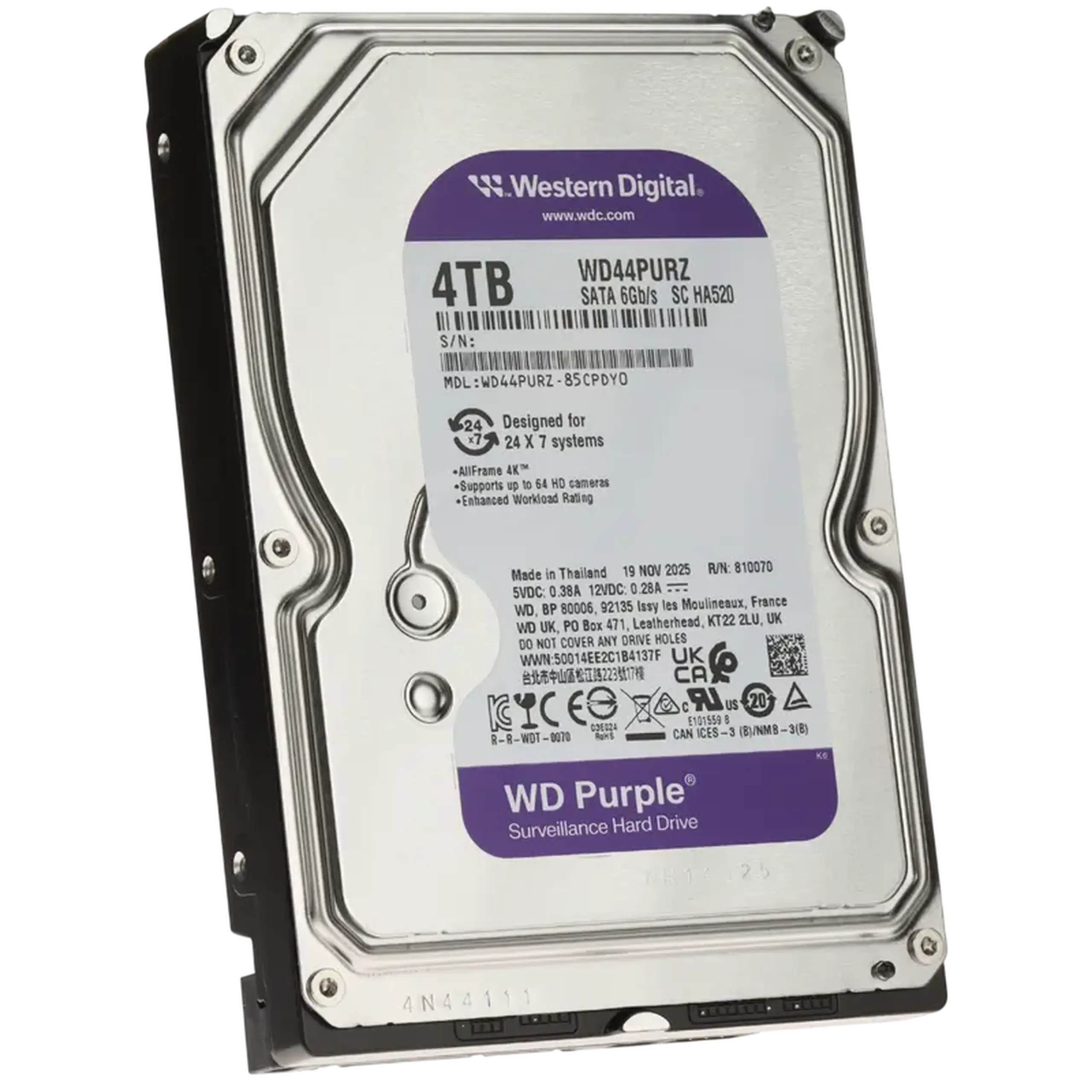 Unitate HDD Western Digital WD Purple, 3.5", 4 TB <WD44PURZ>