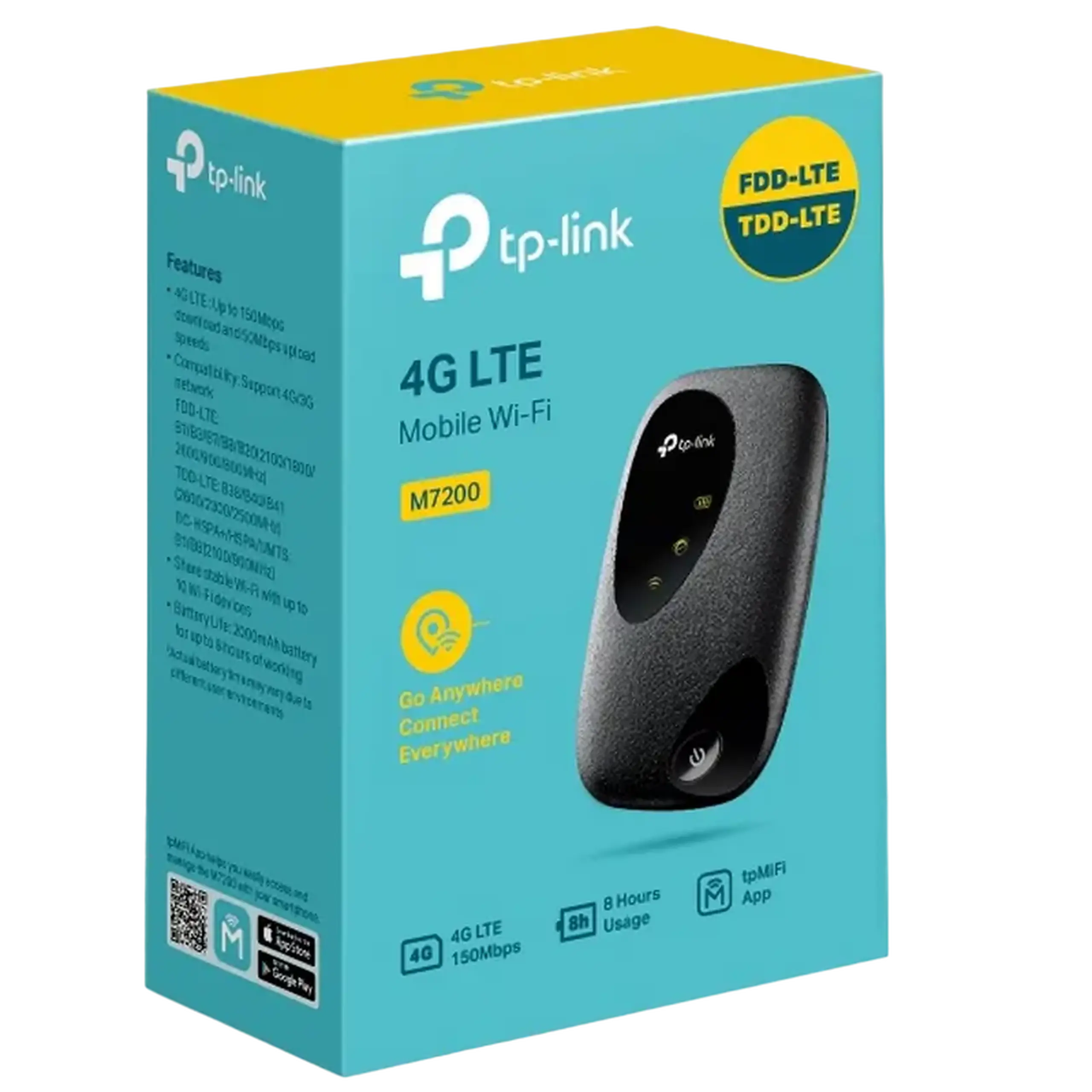 Wi-Fi Router mobil TP-LINK M7200, 4G, Negru