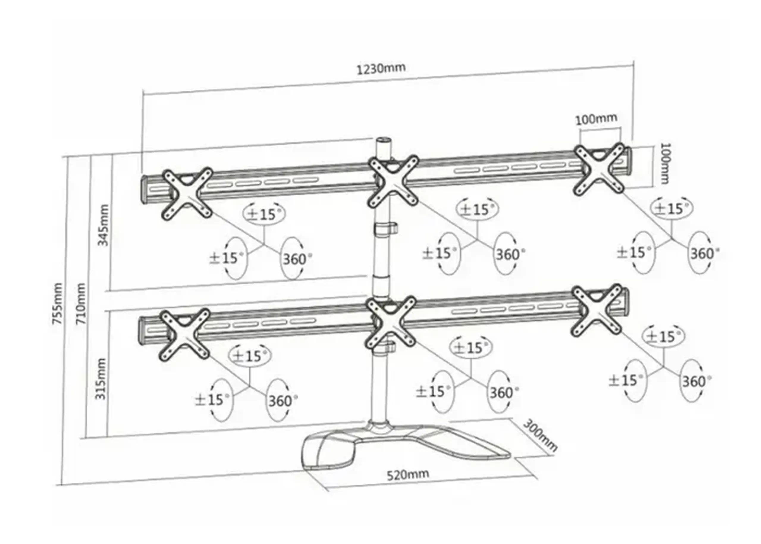 Suport birou pentru monitoare Reflecta PLANO DeskStand 23-1010 S, Argintiu