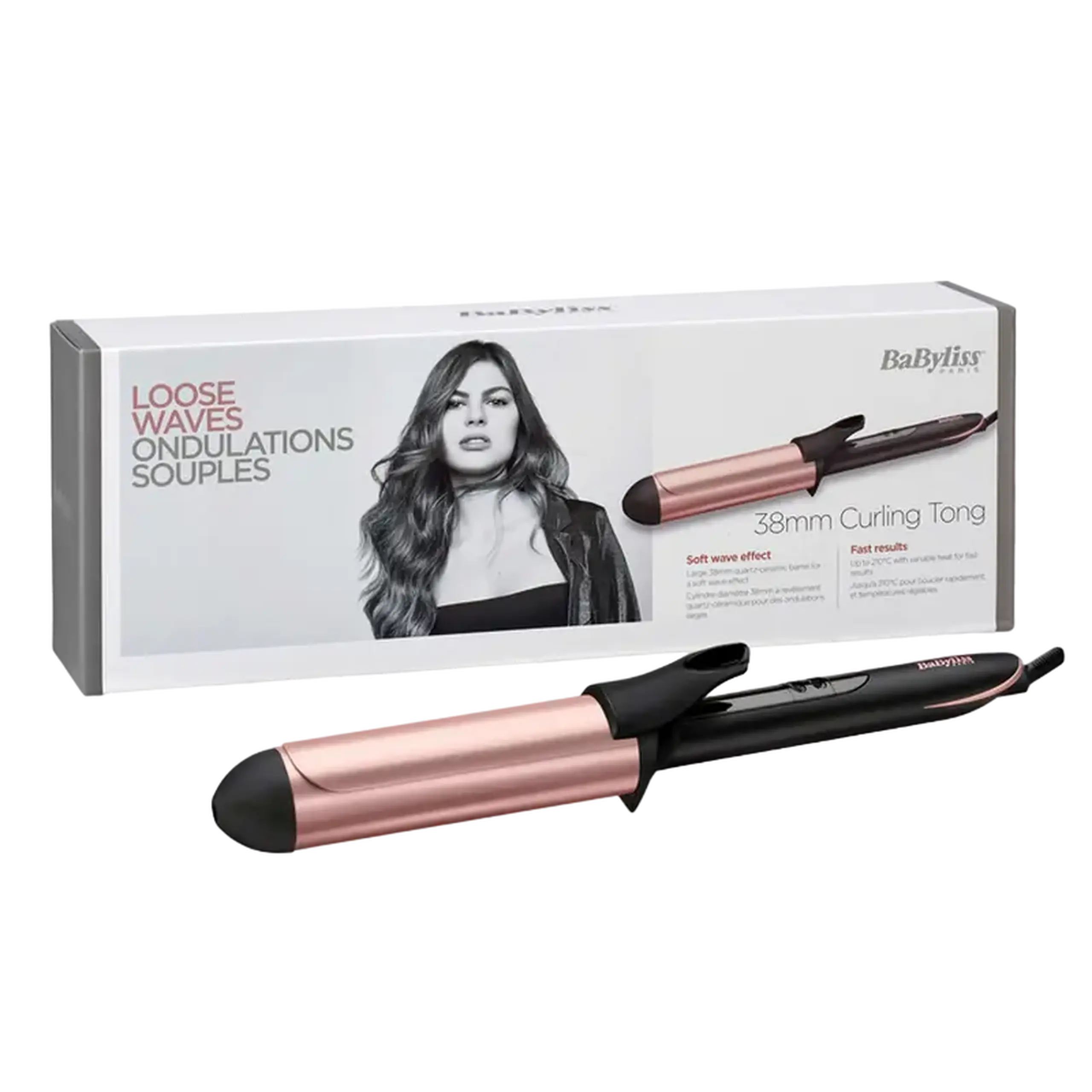 Ondulator de păr BaByliss Rose Quartz C453E, Negru