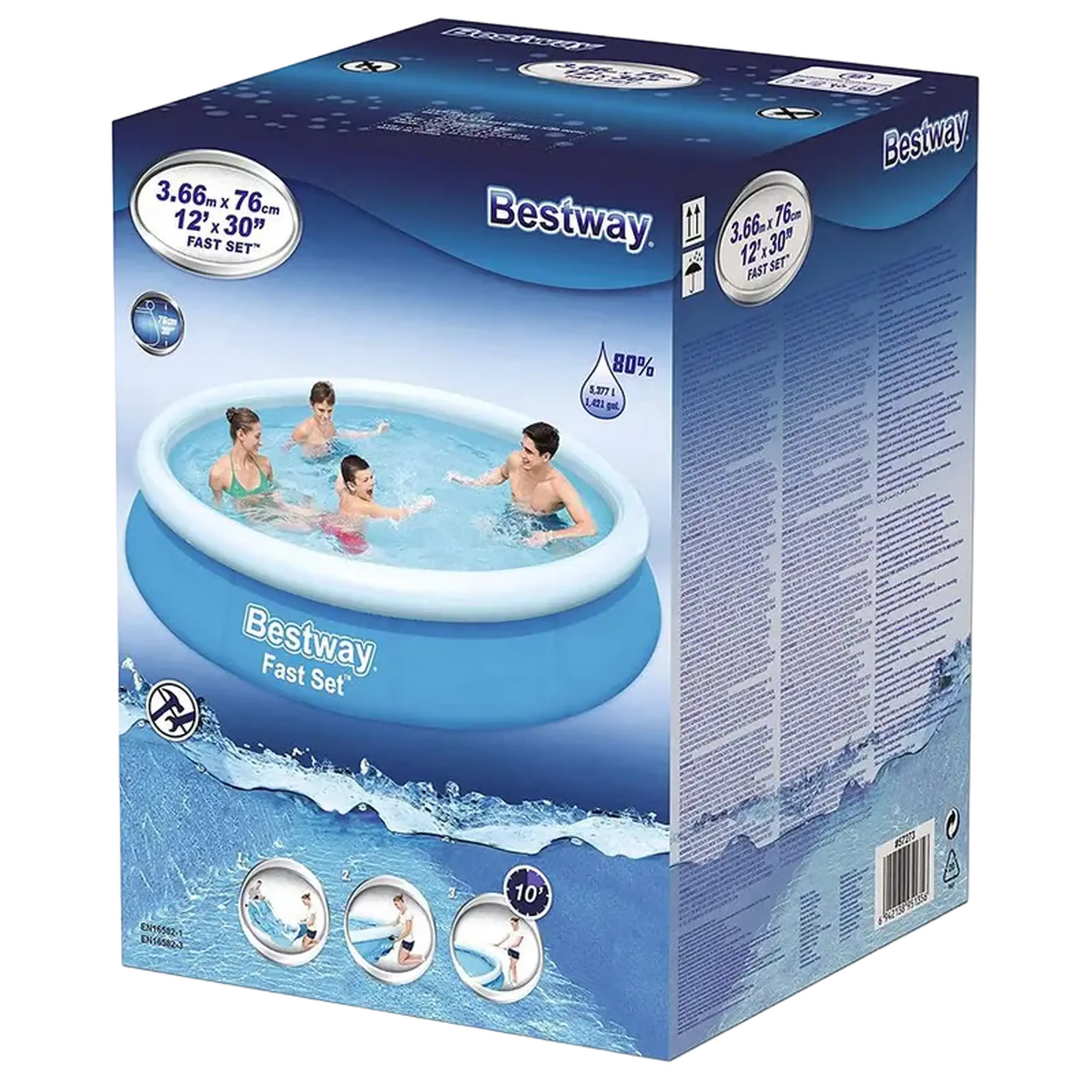 Piscină gonflabilă Bestway Fast Set, 6050L, Albastru/Alb, 57273