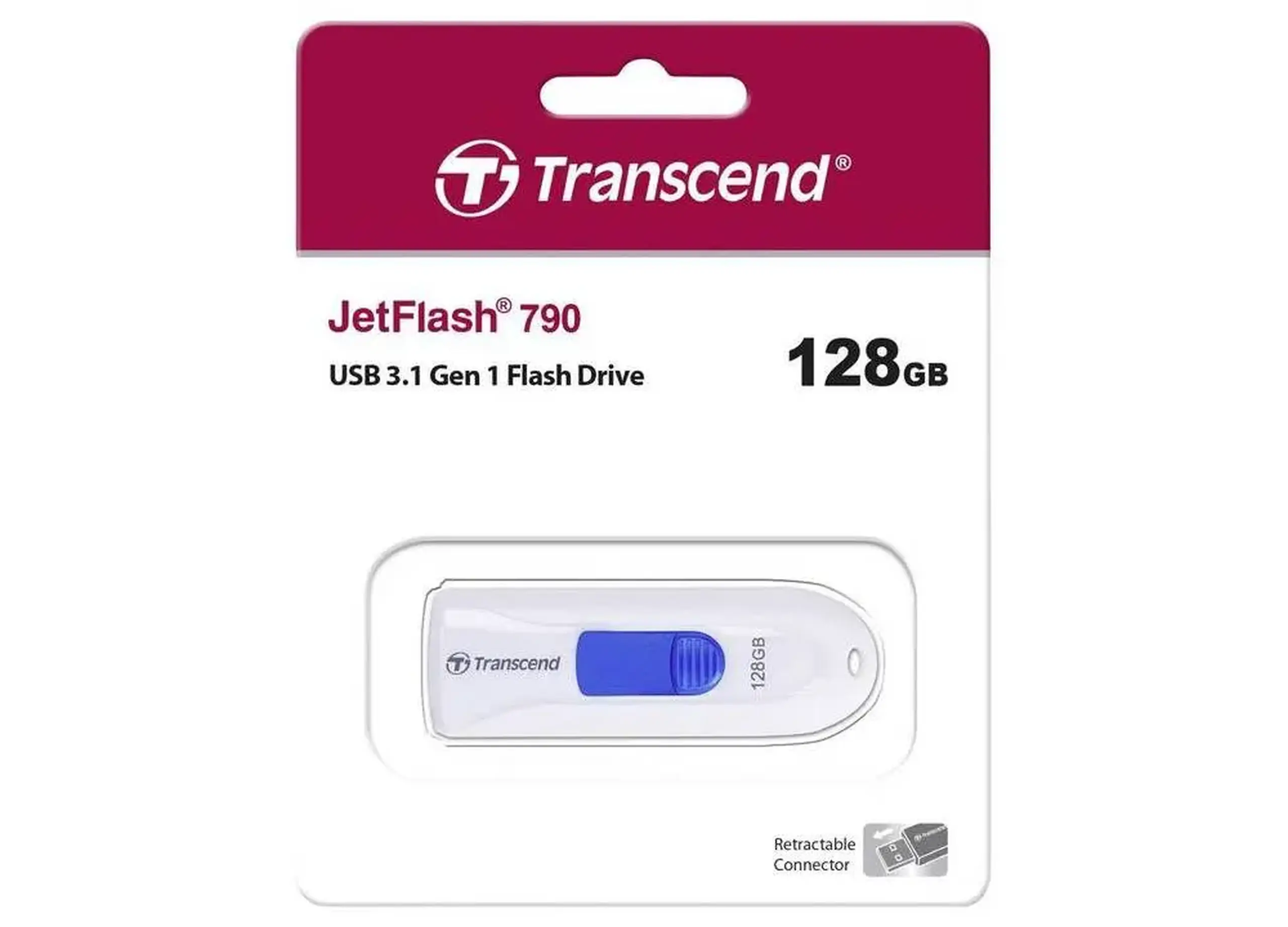 Memorie USB Transcend JetFlash 790, 128GB, Alb