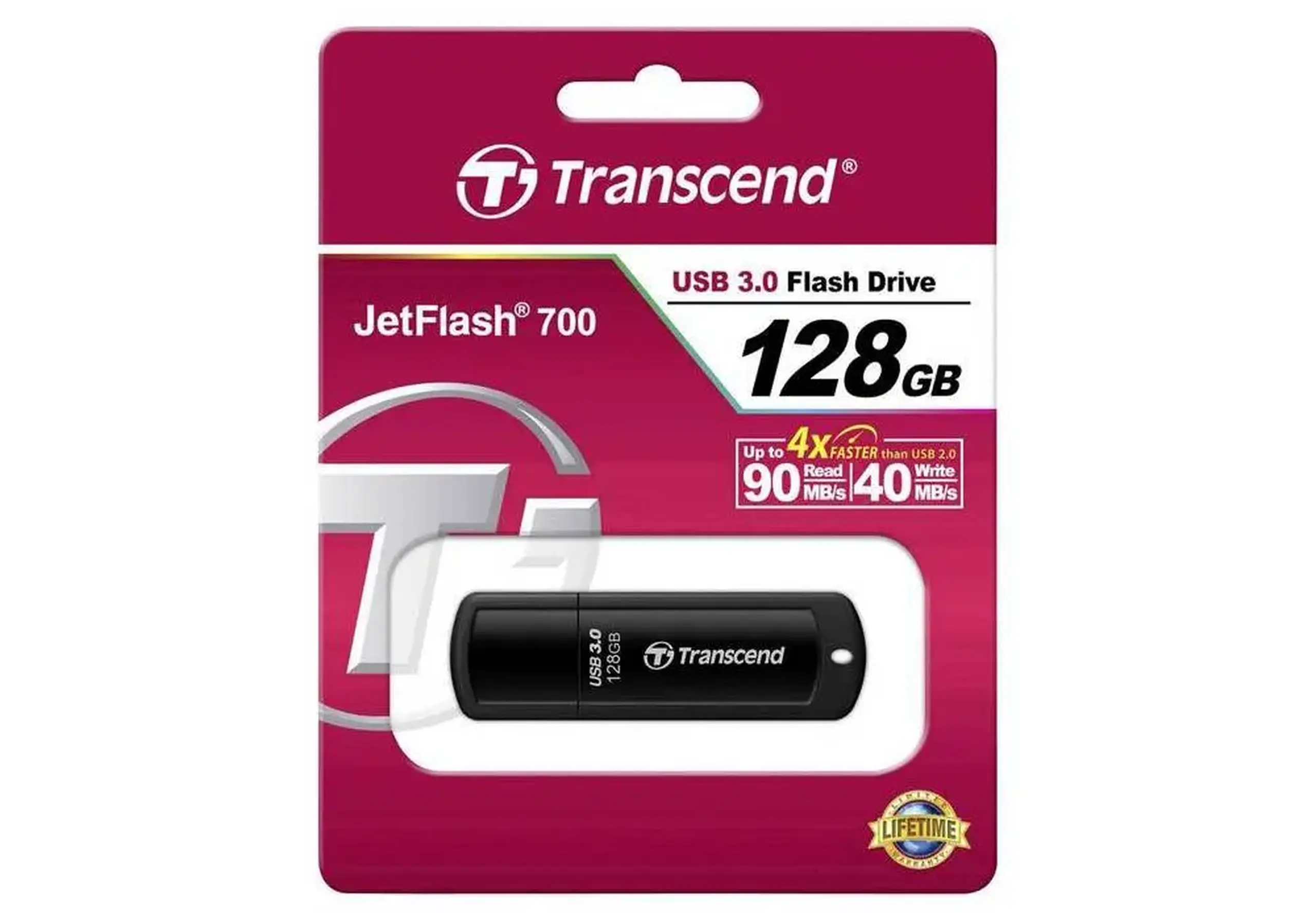 Memorie USB Transcend JetFlash 700, 128GB, Negru