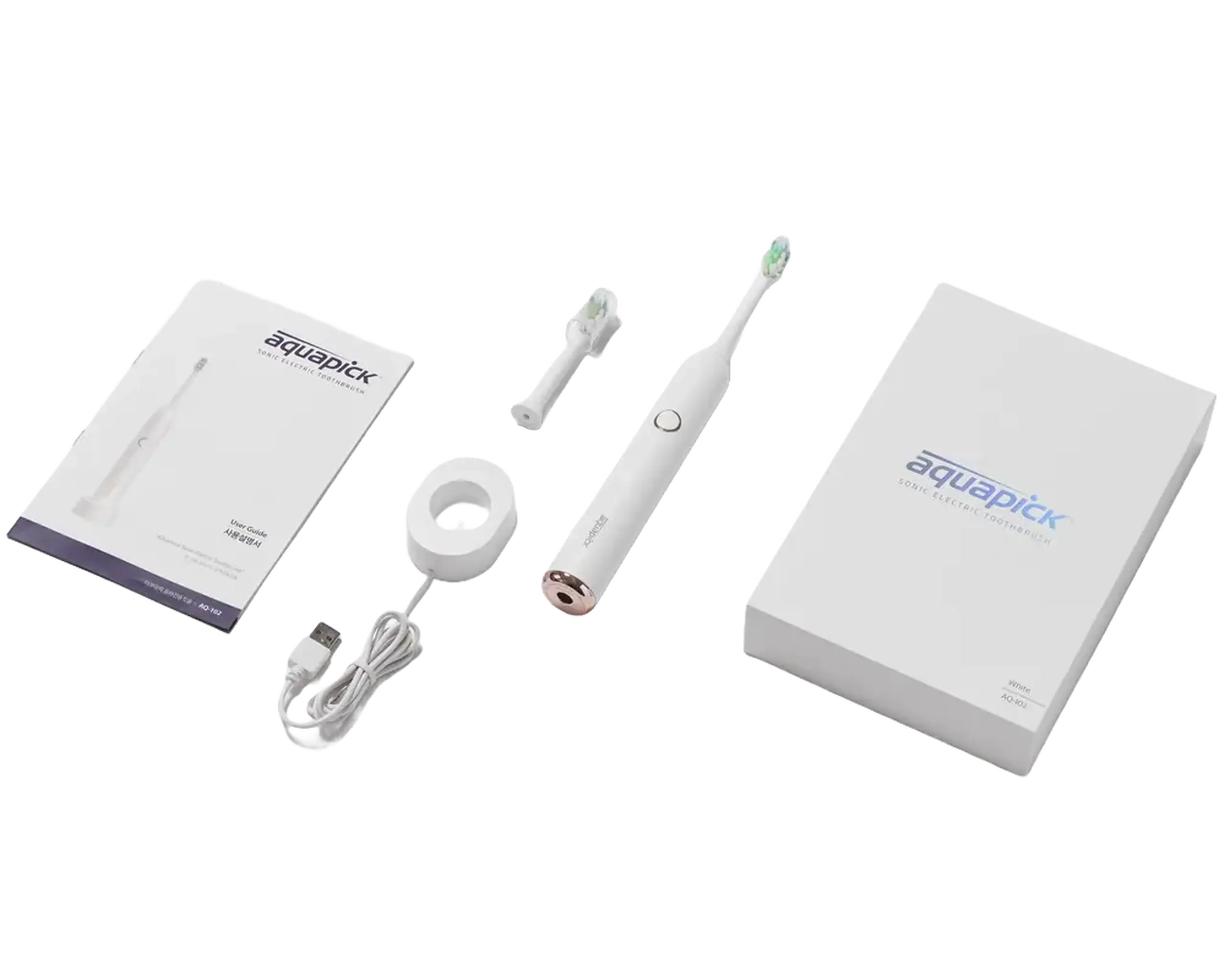 Periuța de dinți electrică sonică Aquapick AQ 102, Alb