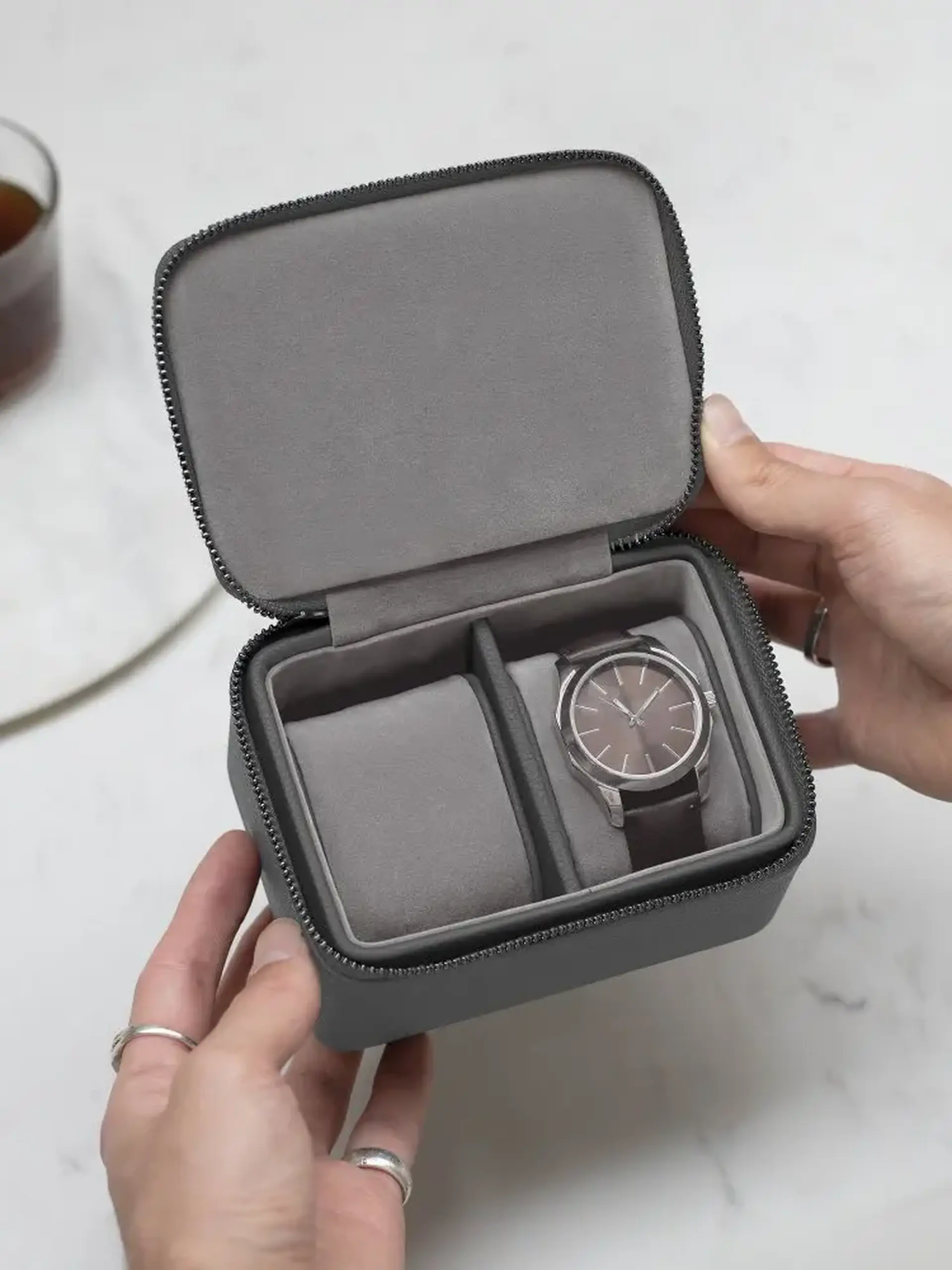 Cutie pentru ceas cu 2 secțiuni GREY