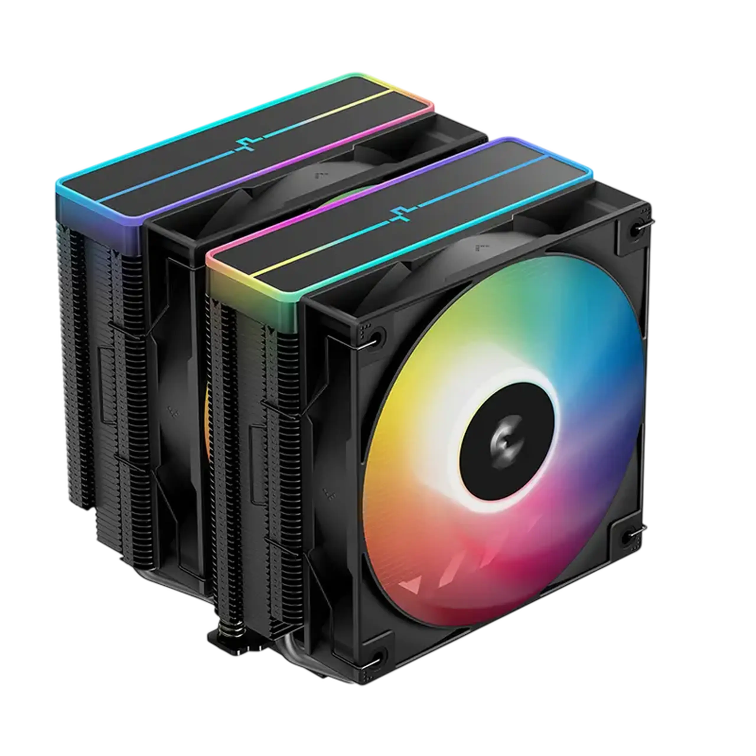 AC Deepcool „AG620 BK ARGB V2” (≤29,4 dB, 300 - 1950RPM, 67,88 CFM, 2x120mm, ARGB, 6x6mm, 1330g.)