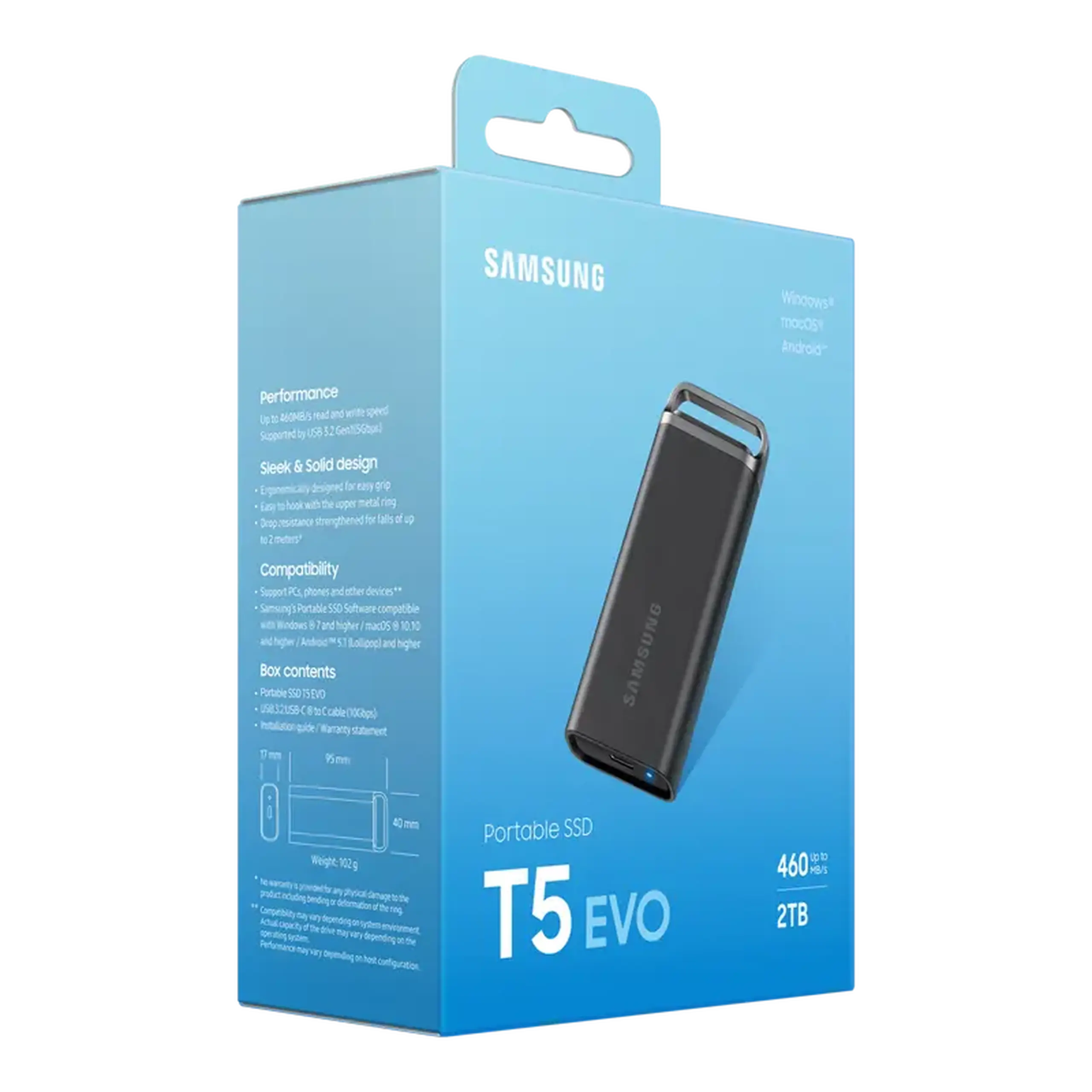 SSD portabil extern Samsung T5 EVO, 2 TB, Negru (MU-PH2T0S/EU)