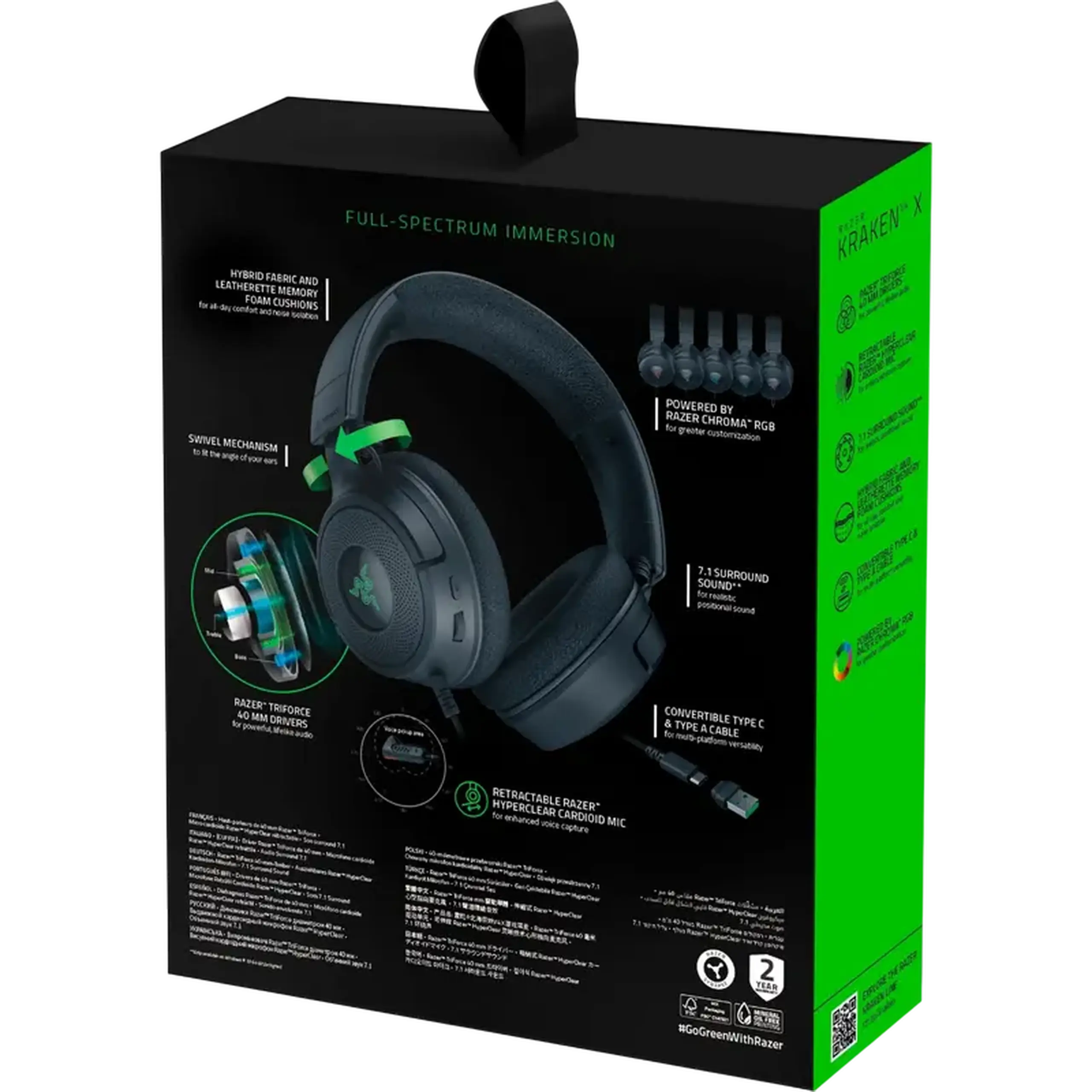 Căști gaming Razer Kraken V4 X USB, Cu fir, Negru