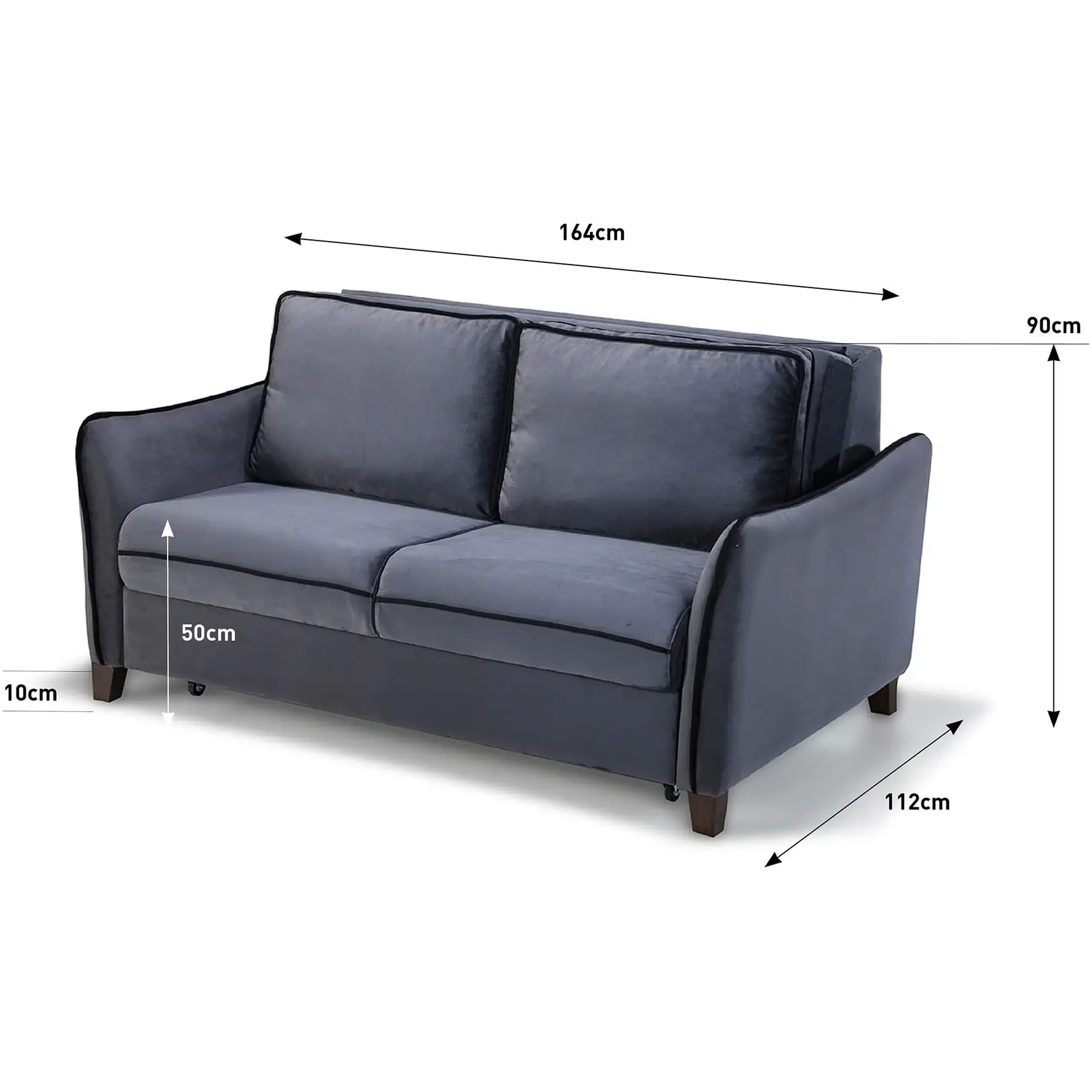 Canapea extensibila Modella Levon No, dimensiuni 164x112x90 cm, suprafata dormit 140x190, culoare gri petrol