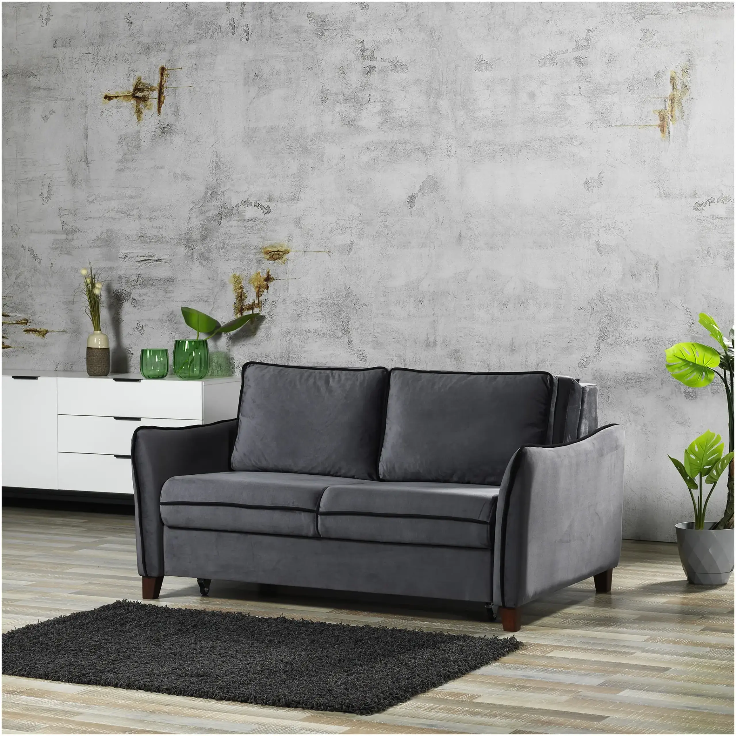 Canapea extensibila Modella Levon No, dimensiuni 164x112x90 cm, suprafata dormit 140x190, culoare gri petrol