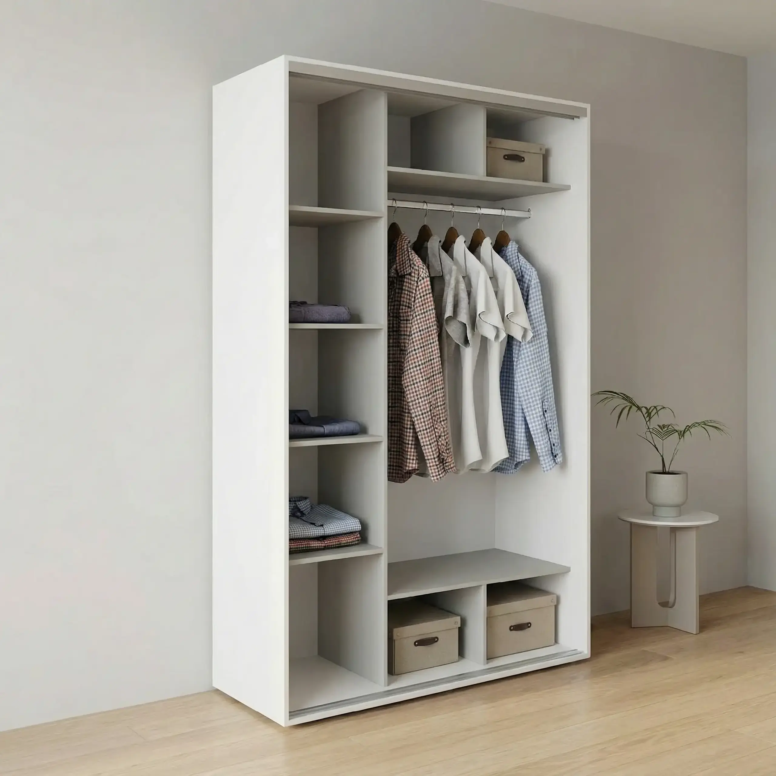 Dulap Cupe Fenix cu 2 usi, 2 Oglinda, Alb, 140x60x220 cm