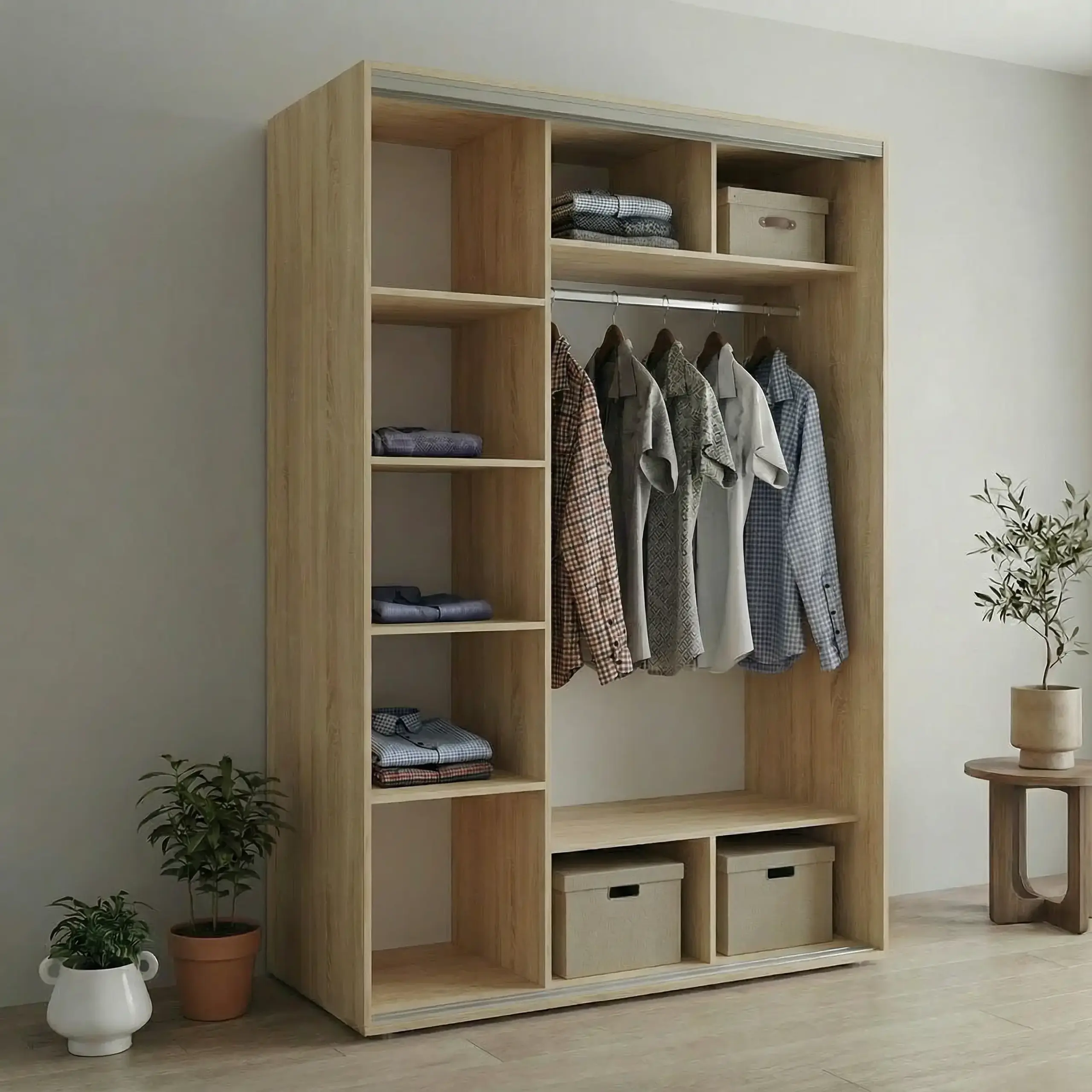 Dulap Cupe Fenix cu 2 usi, 2 PAL, Sonoma, 180x60x240 cm