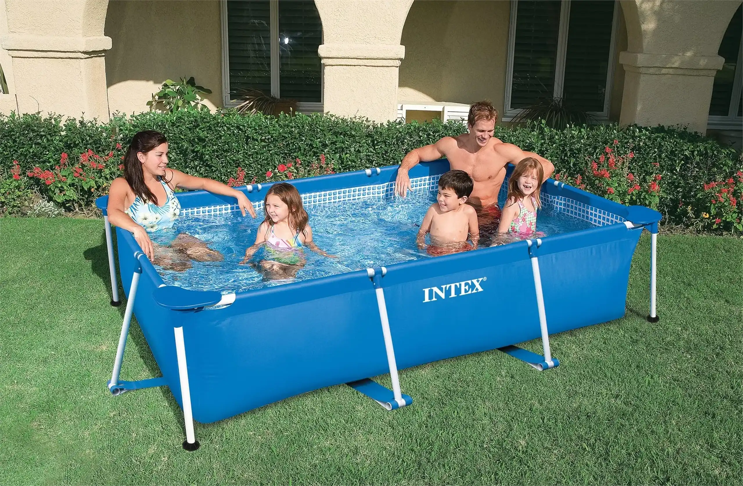 Piscina Intex 28272, cu cadru metalic, rectangulara, 300 x 200 x 75 cm, fara pompa de filtrare